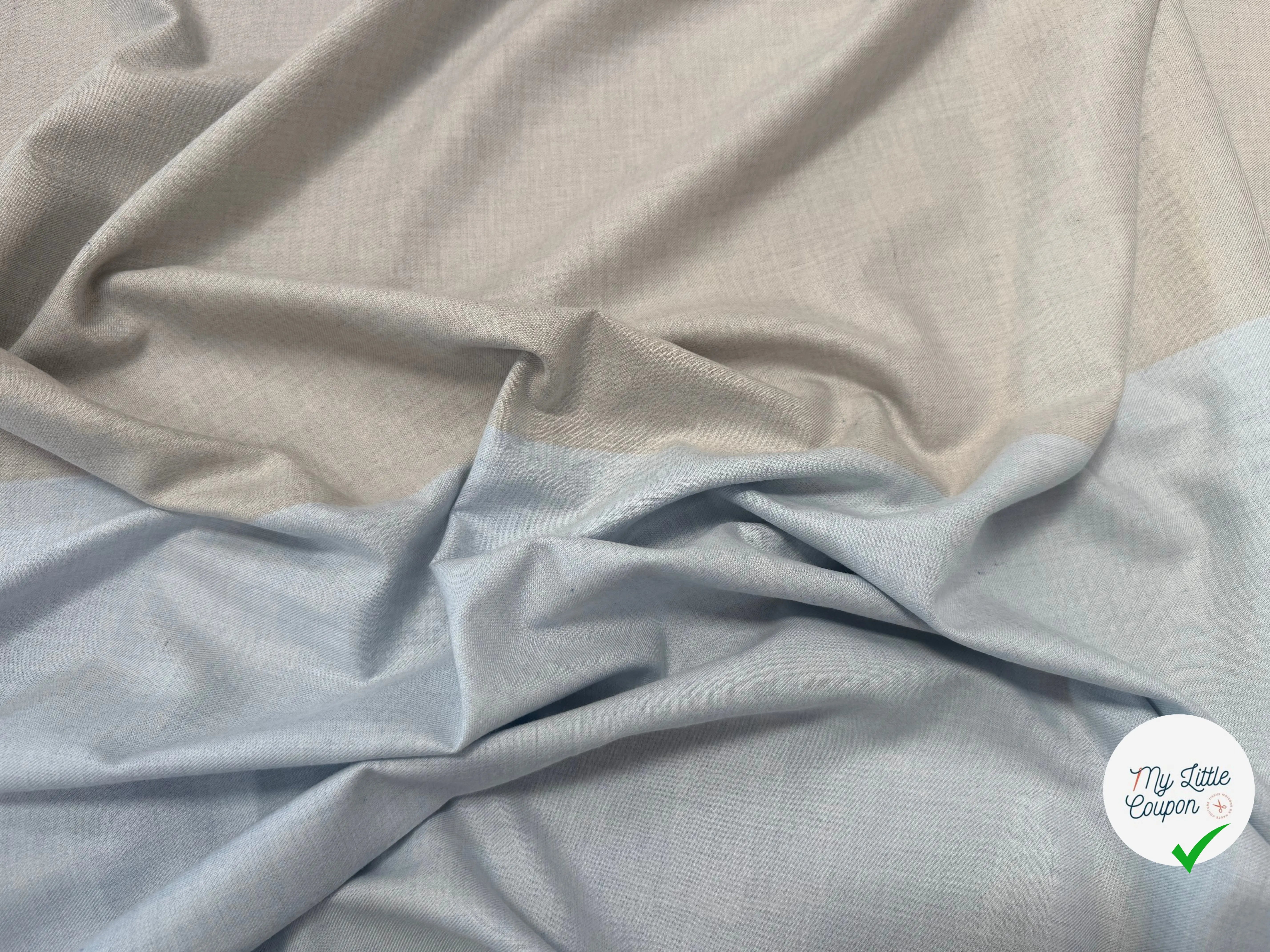 TISSU COTON TRAPPEUR BICOLORE GRIS ET BLEU CIEL - My Little Coupon