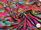 TISSU CRÊPE DE VISCOSE FLUIDE IMPRIMÉ PEINTURE MULTICOLORE CANDY PIGMENT - My Little Coupon