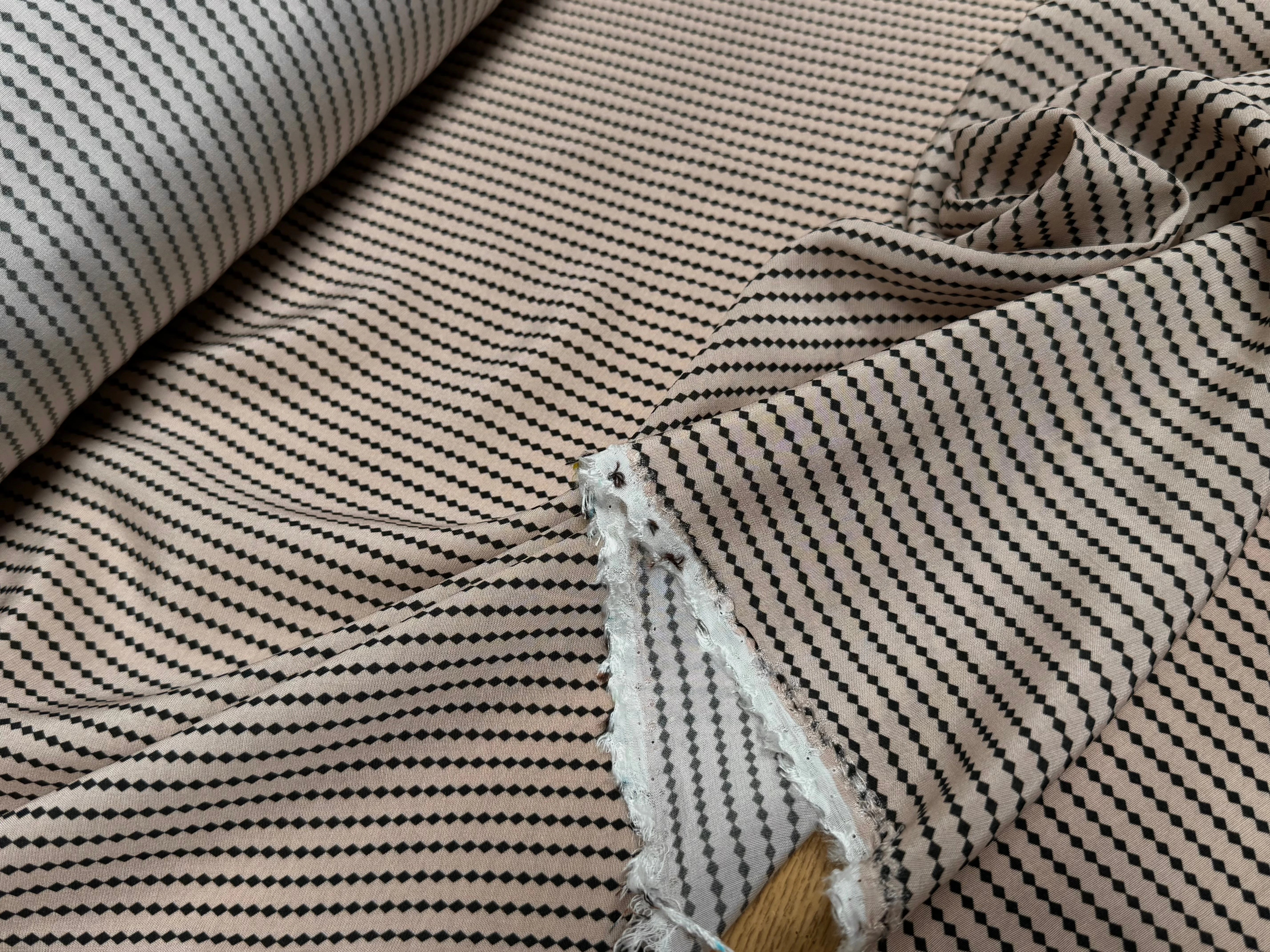 TISSU CRÊPE DE VISCOSE IMPRIMÉ MINI POIS BLEU TANGO PERLE BEIGE - My Little Coupon