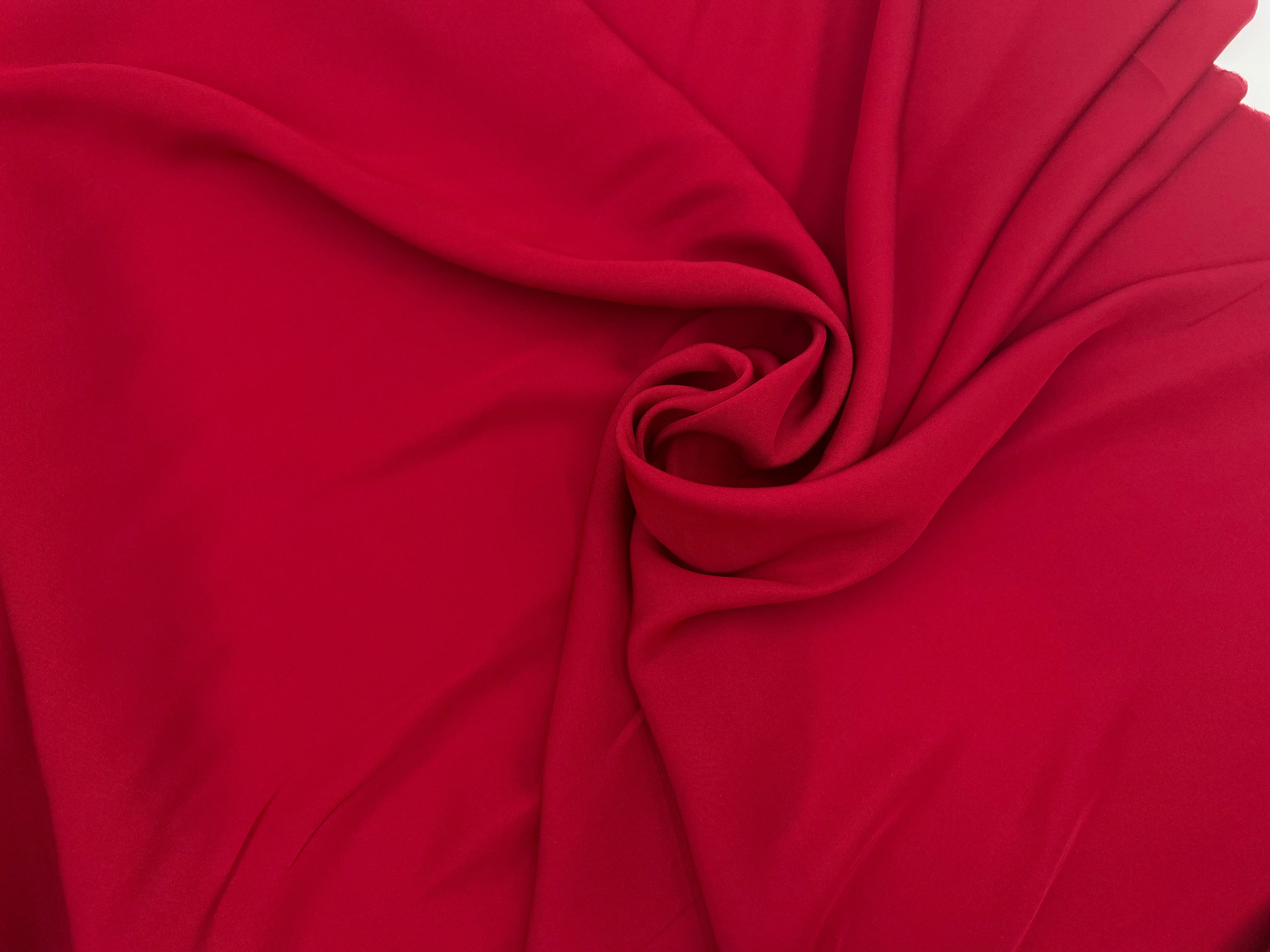 TISSU FLUIDE VISCOSE ET SOIE ROUGE CARMIN MSO