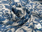 TISSU IMPRIMÉ CACHEMIRE INDIGO BANDES SATINÉES - My Little Coupon - tissu - coudre
