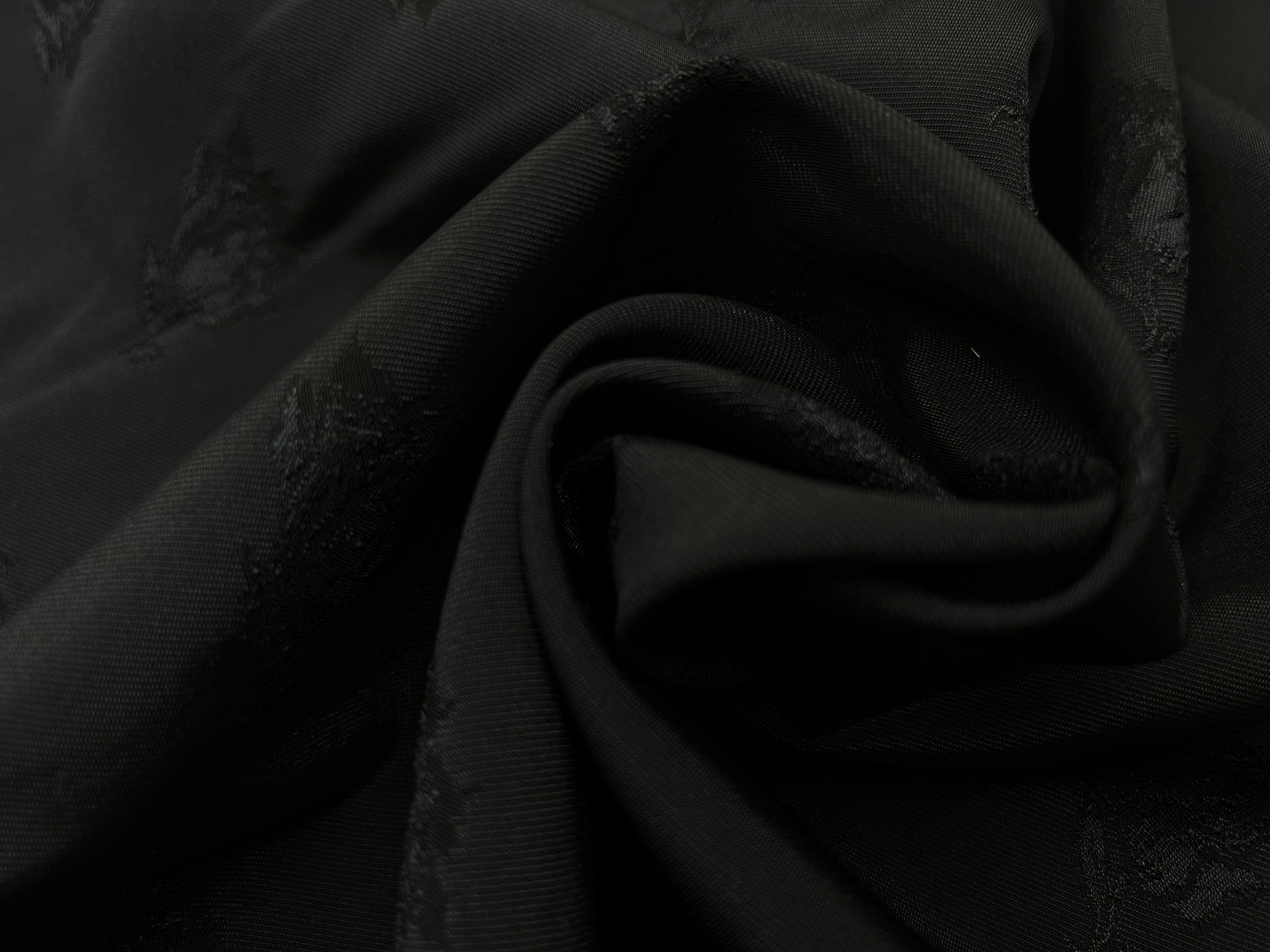 TISSU JACQUARD NOIR FLEUR TON SUR TON MSO