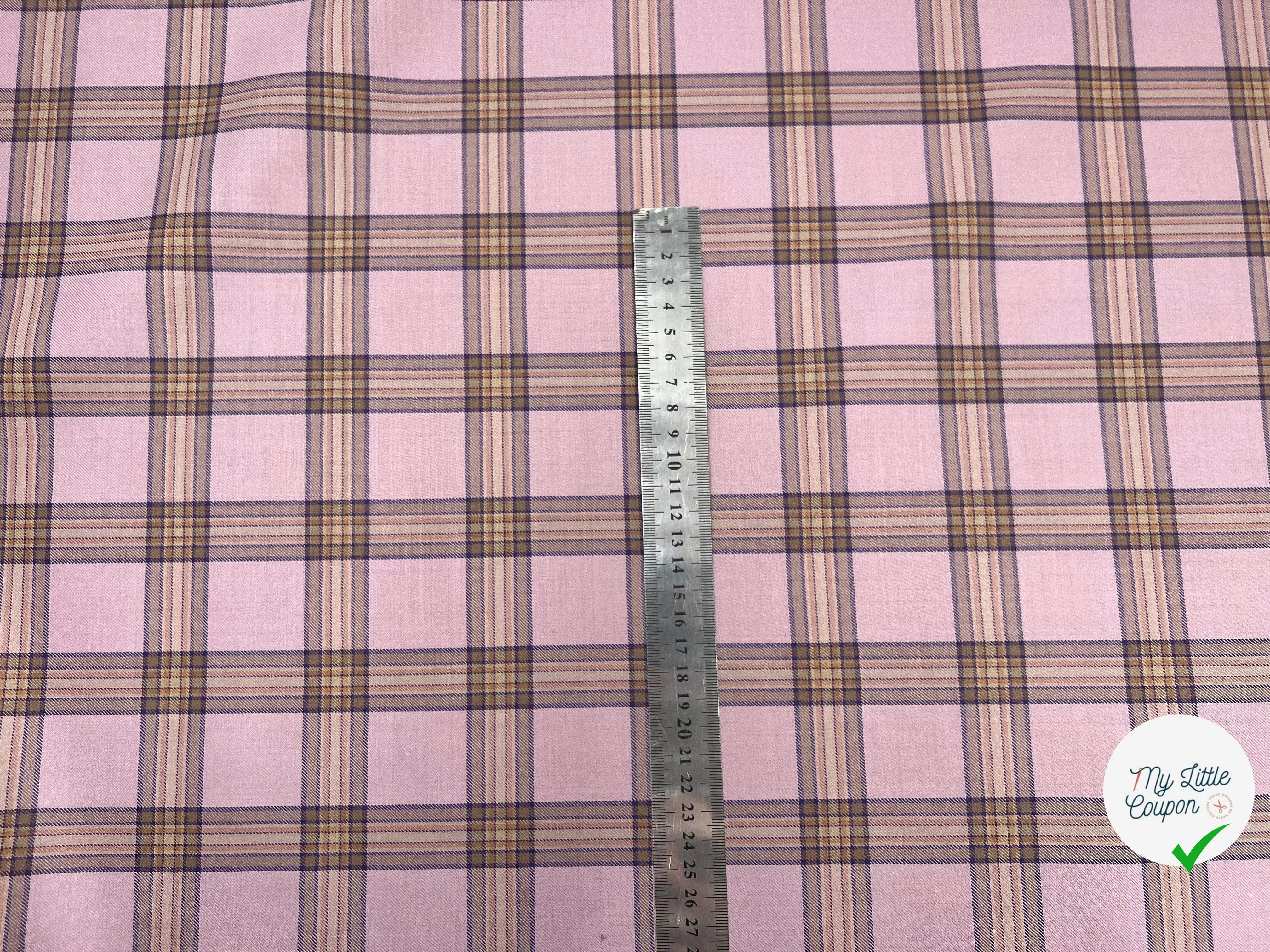 TISSU LAINAGE CARREAUX VIEUX ROSE DÉJÀ THERMOCOLLÉ - My Little Coupon - tissu - coudre