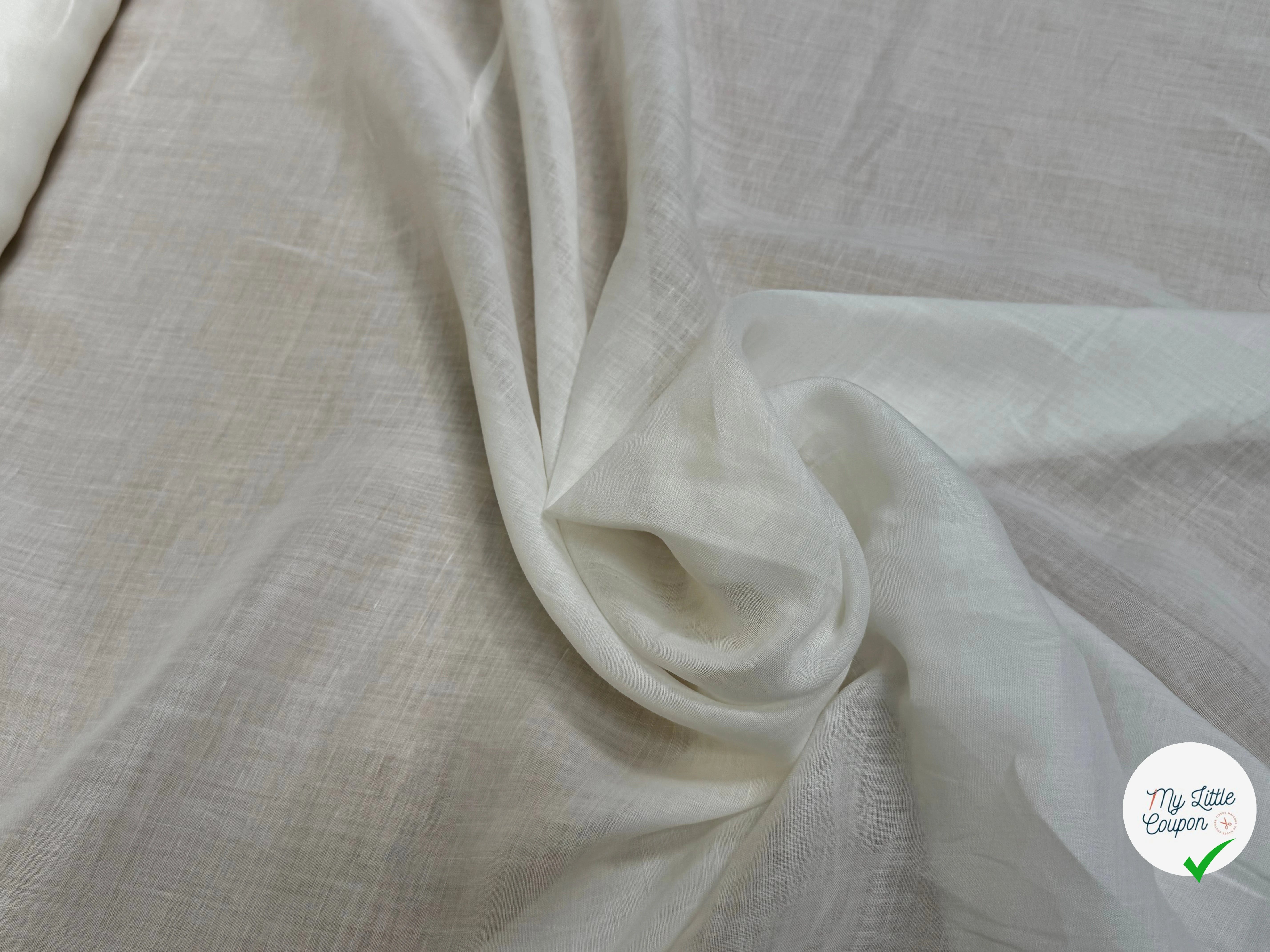 TISSU LIN VISCOSE LEGER BLANC CASSÉ - My Little Coupon