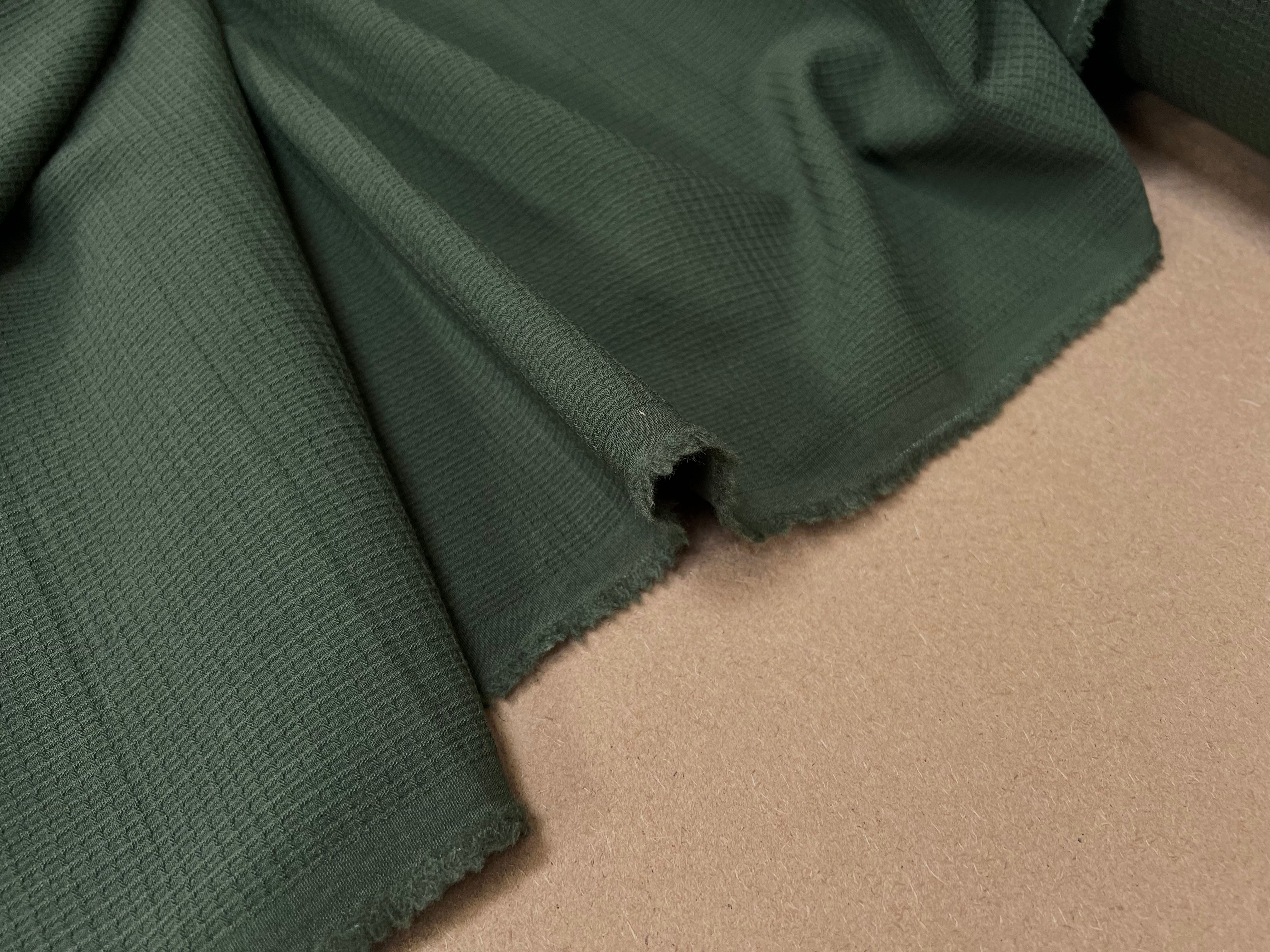 TISSU NID D'ABEILLE LAINE STRETCH VERT ARMY - My Little Coupon