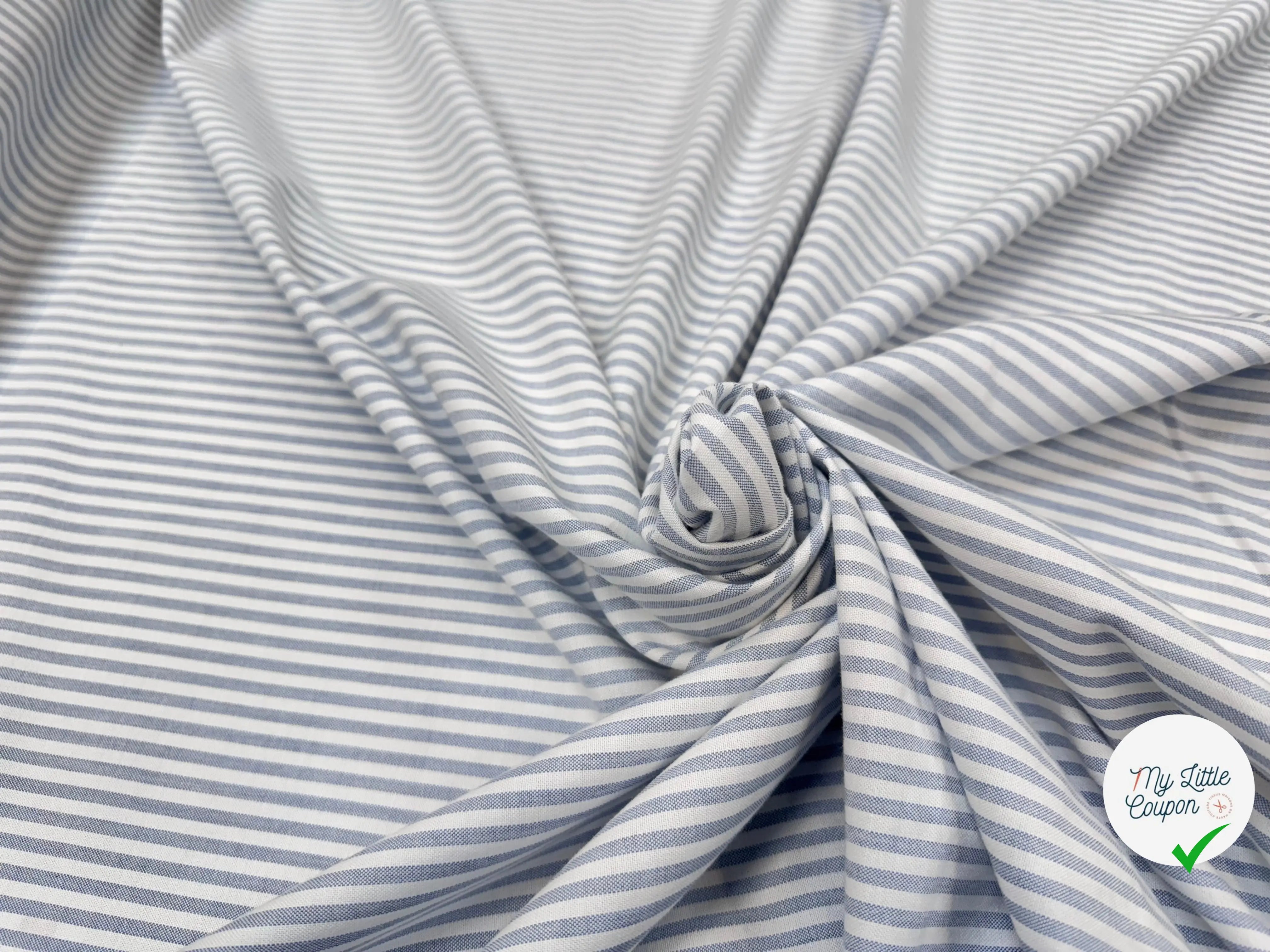 TISSU OXFORD SOMELIOS COTON RAYURES BLEU - My Little Coupon