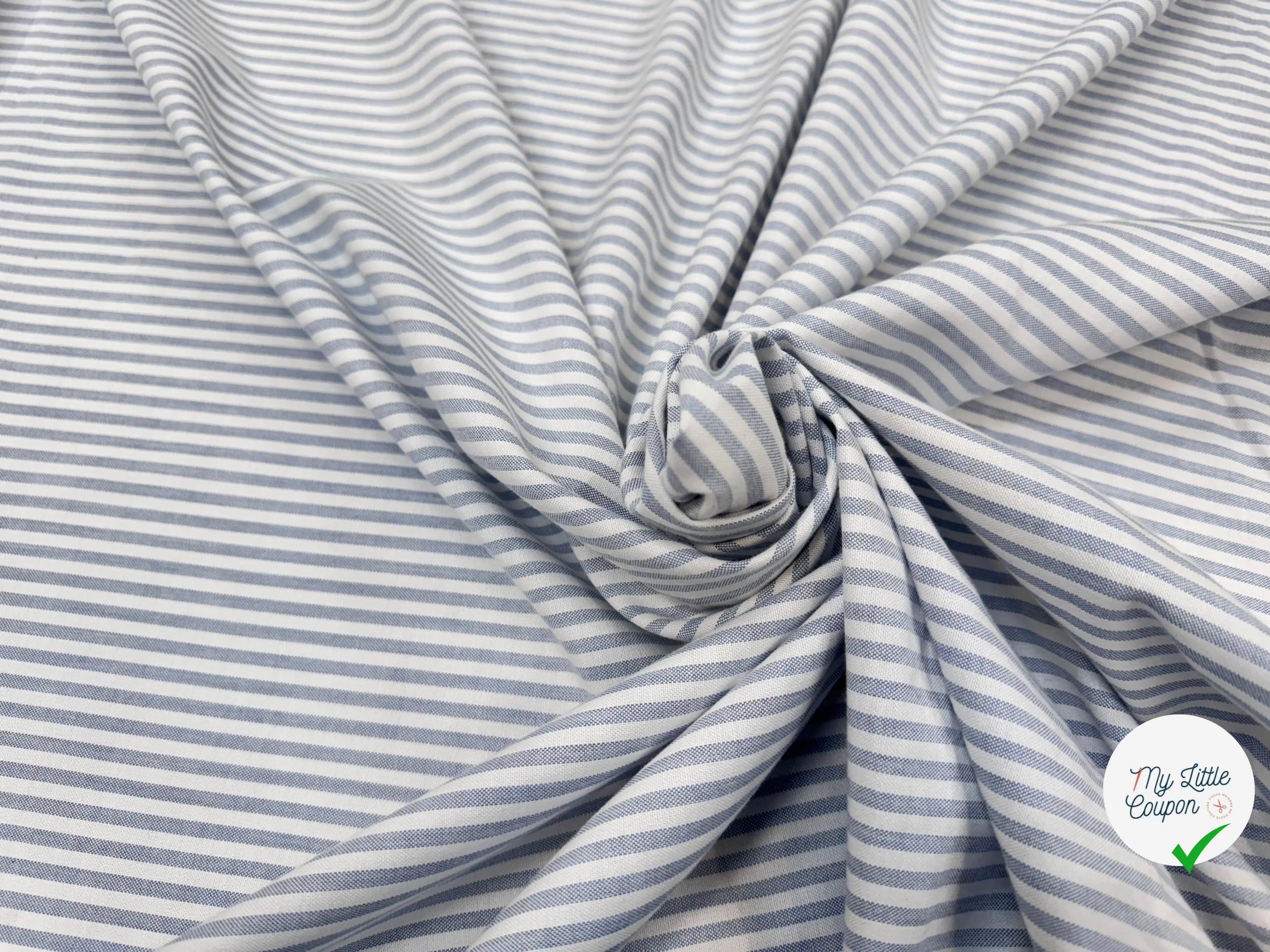 TISSU OXFORD SOMELIOS COTON RAYURES BLEU - My Little Coupon