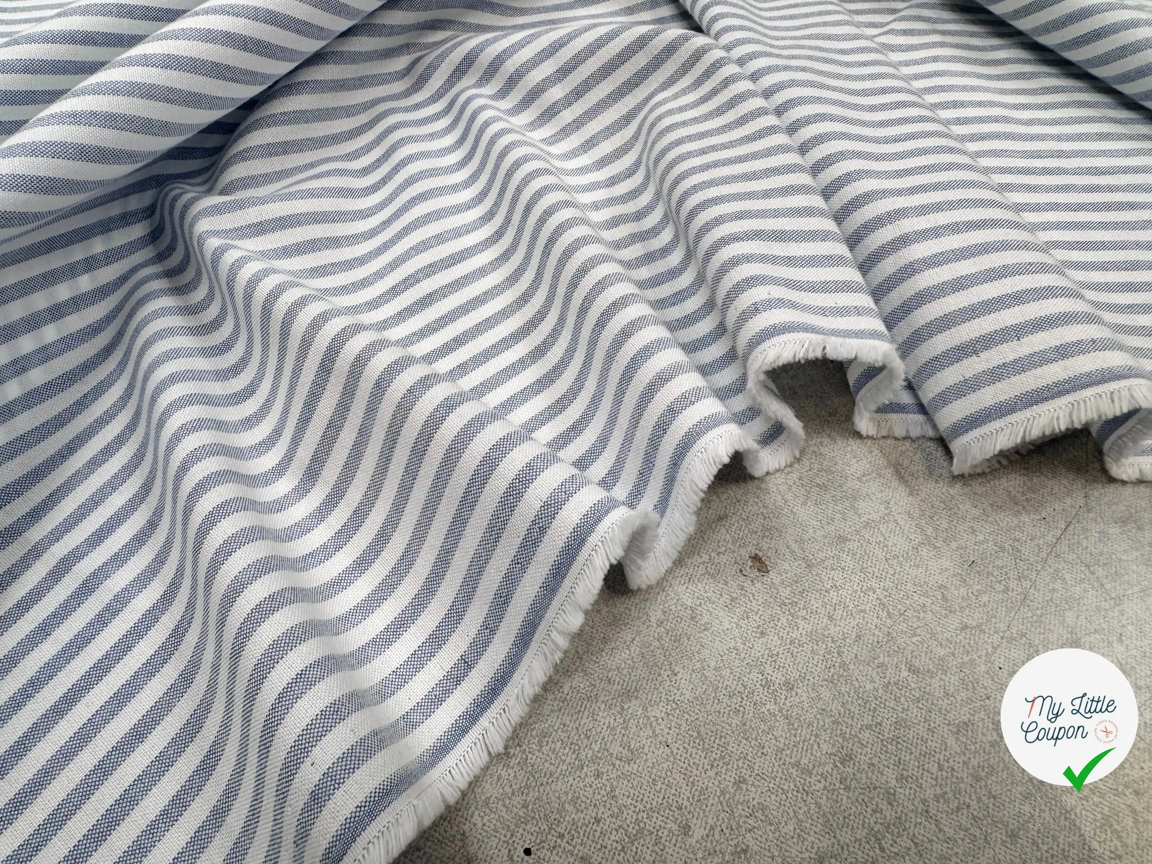 TISSU OXFORD SOMELIOS COTON RAYURES BLEU - My Little Coupon