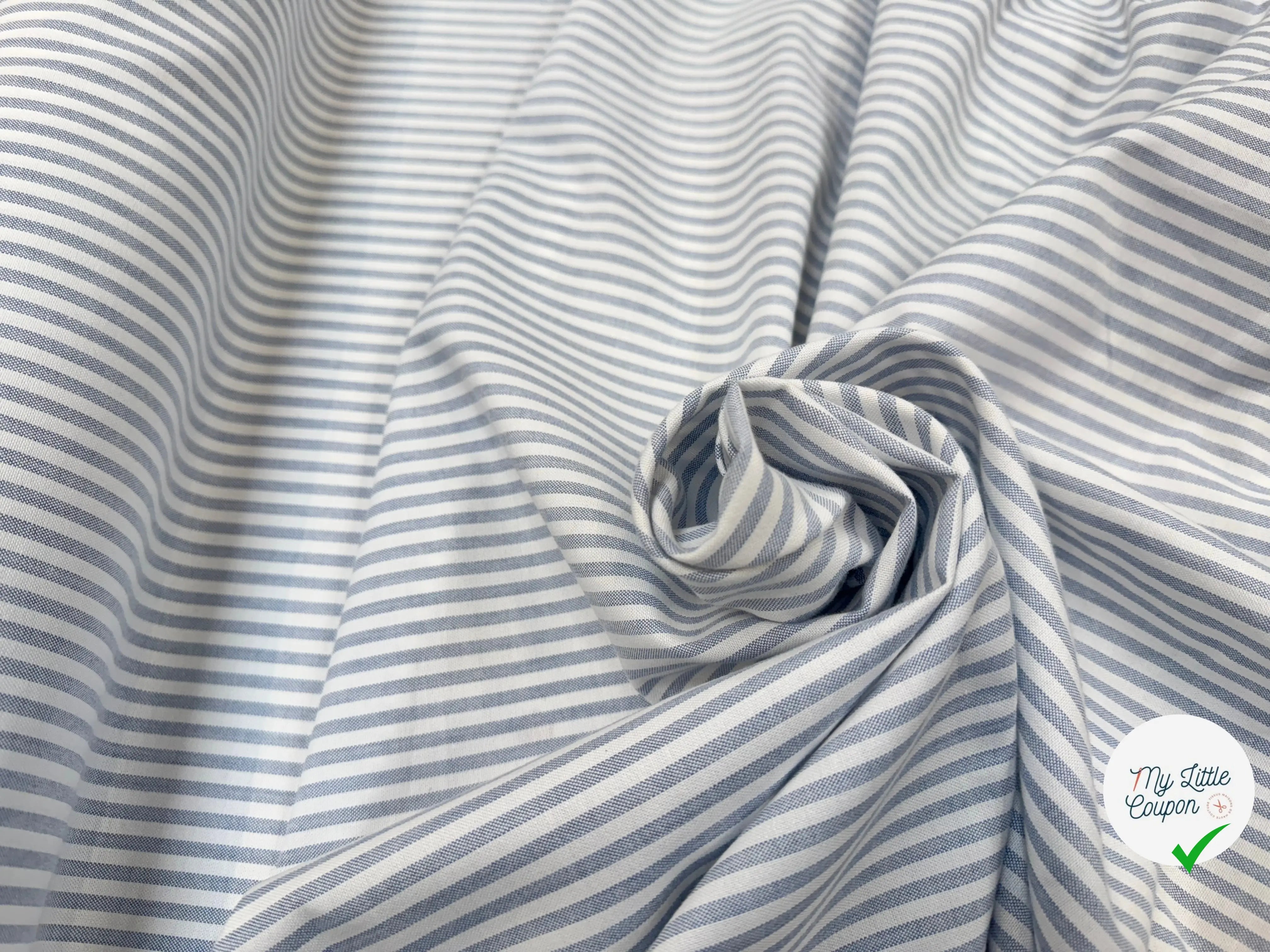 TISSU OXFORD SOMELIOS COTON RAYURES BLEU - My Little Coupon