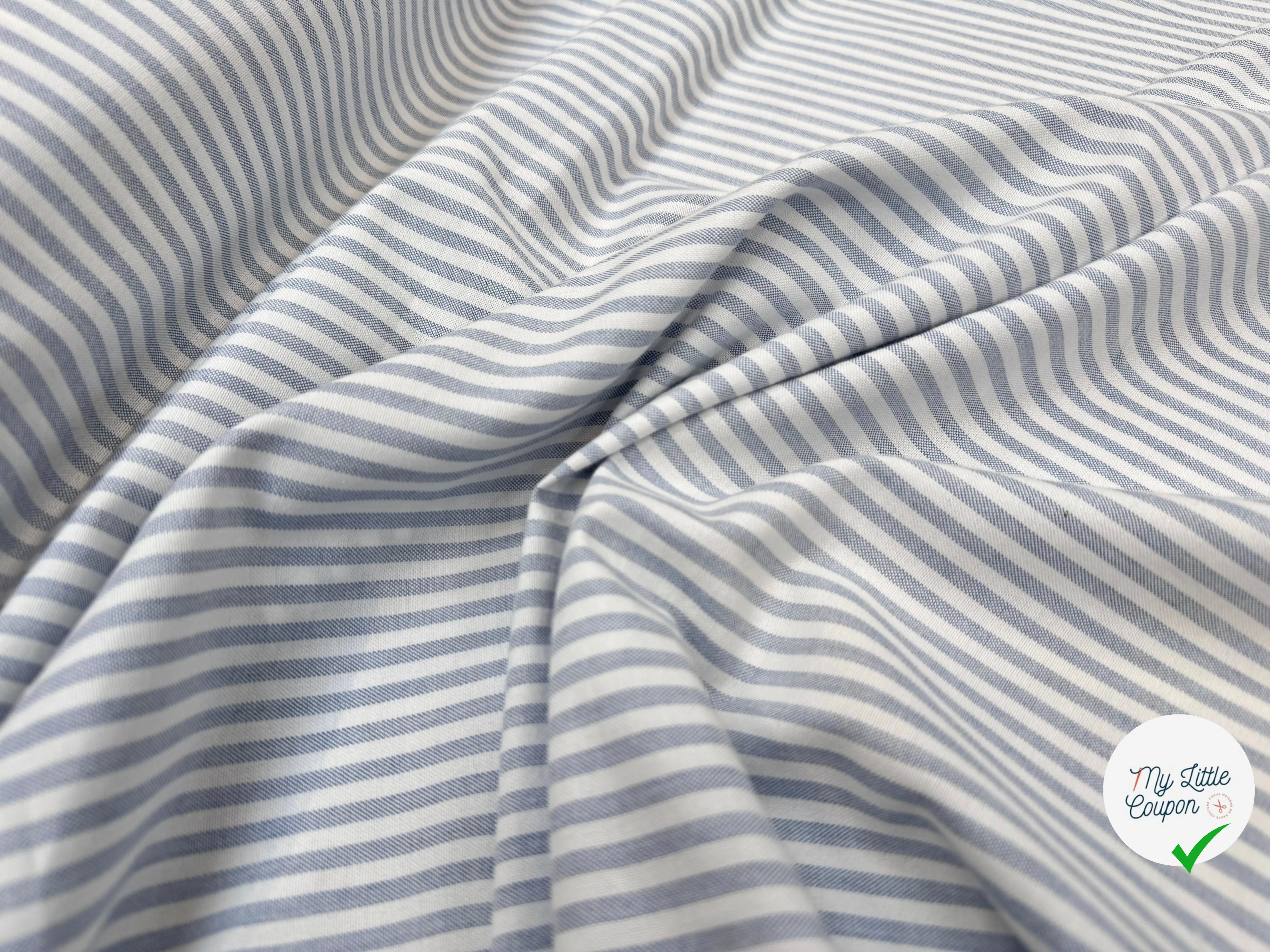 TISSU OXFORD SOMELIOS COTON RAYURES BLEU - My Little Coupon