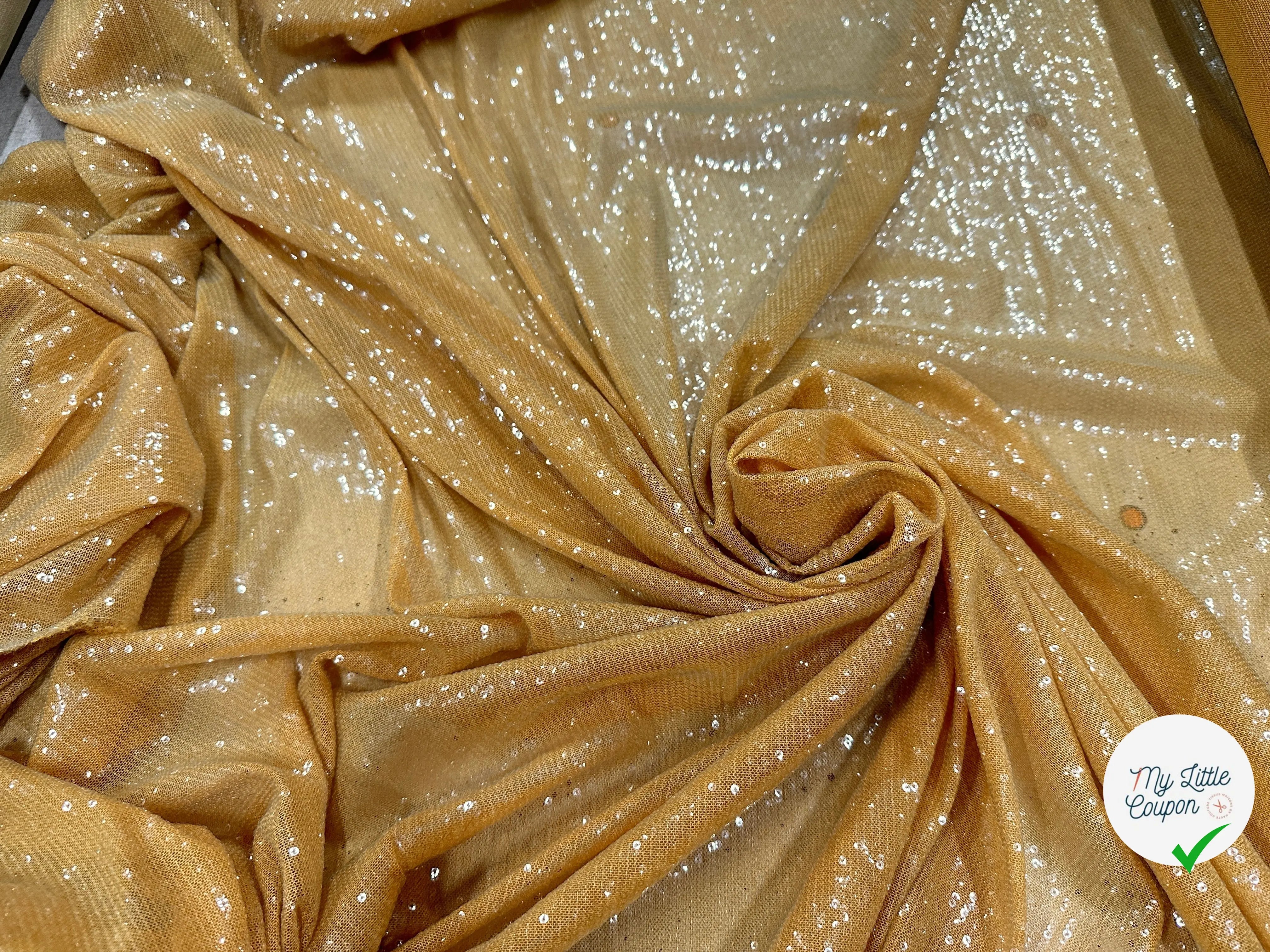 TISSU PAILLETTES OCRE - My Little Coupon