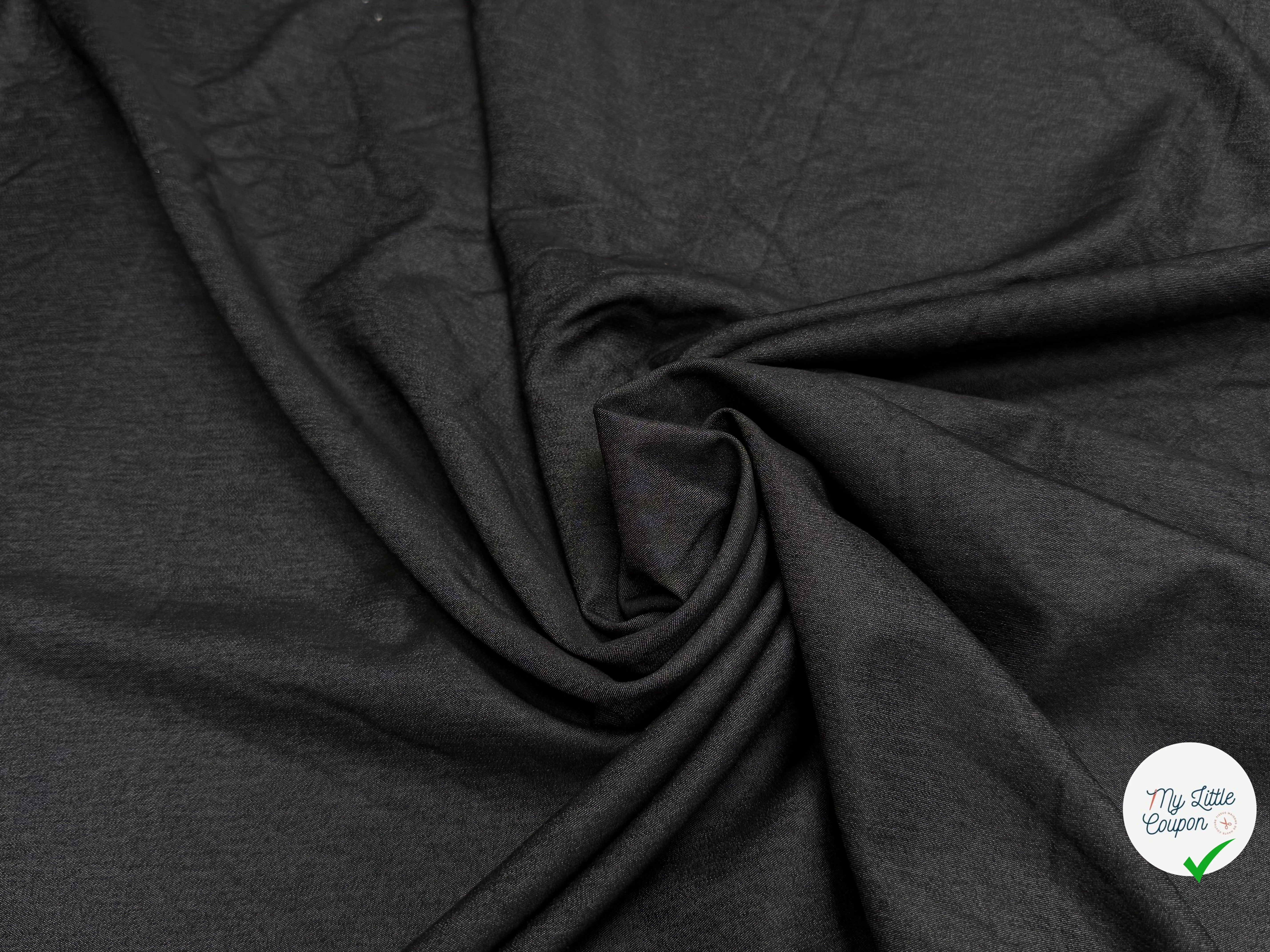 TISSU POLYVISCOSE FLUIDE SATINÉ GRIS ESPRIT DENIM - My Little Coupon