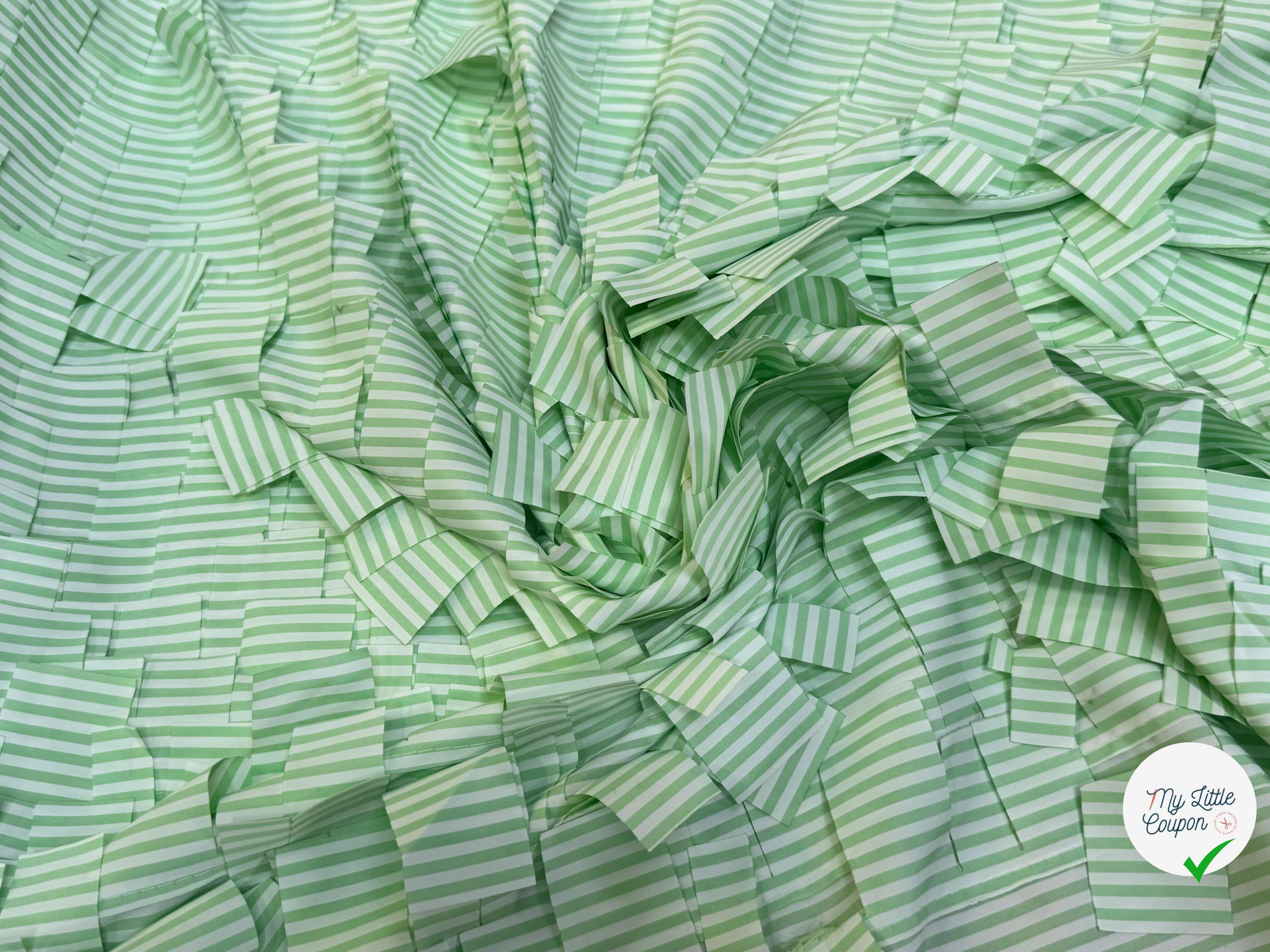 TISSU RAYURES FILS COUPÉS VERT VENITIAN TRÈS TRAVAILLÉ - My Little Coupon