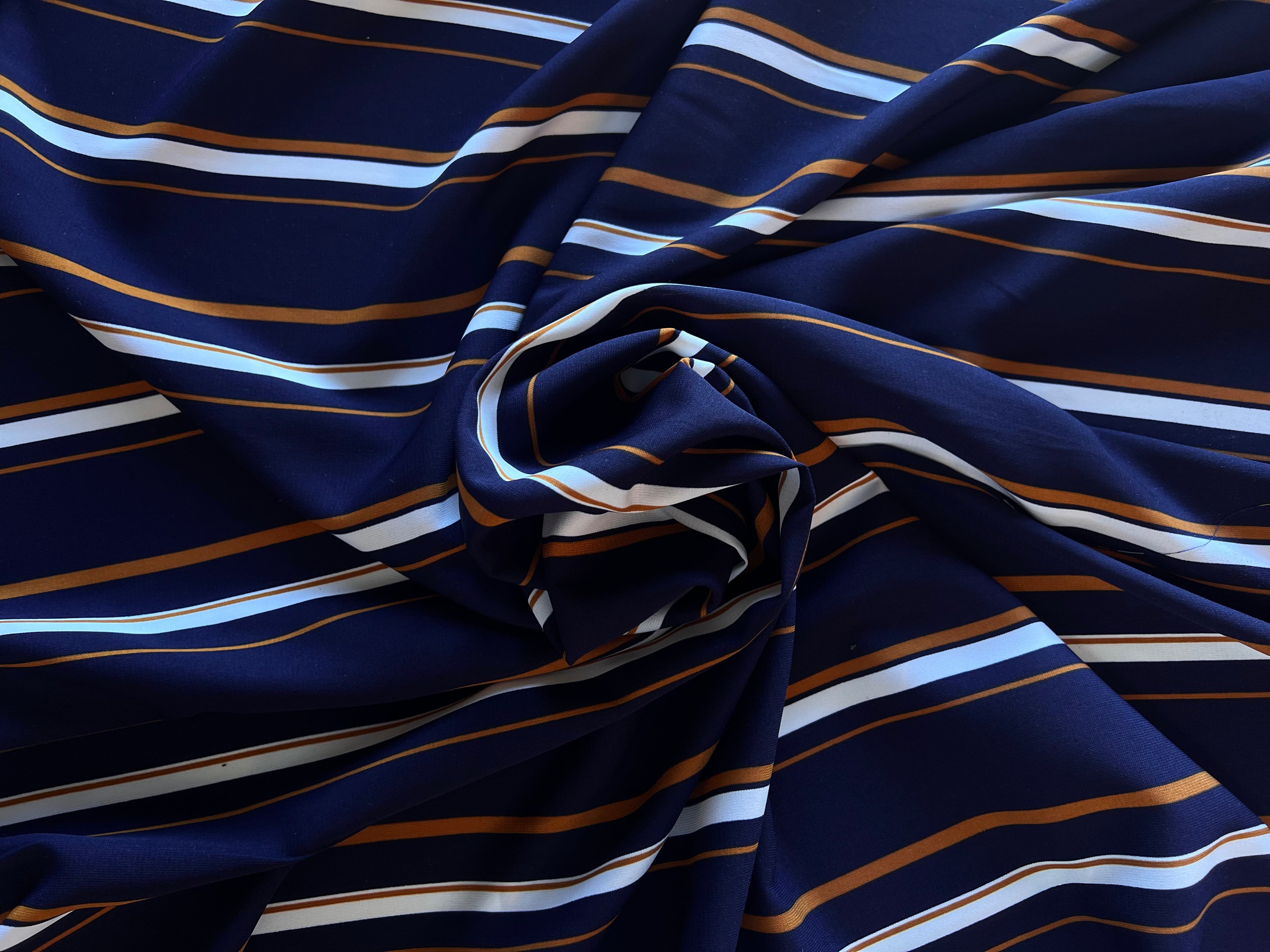 TISSU RAYURES SOBRE BLEU ET JAUNE - My Little Coupon