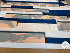 TISSU SATINÉ POLYESTER MOTIF AMBIANCE BLEU ROSE - My Little Coupon