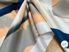 TISSU SATINÉ POLYESTER MOTIF AMBIANCE BLEU ROSE - My Little Coupon