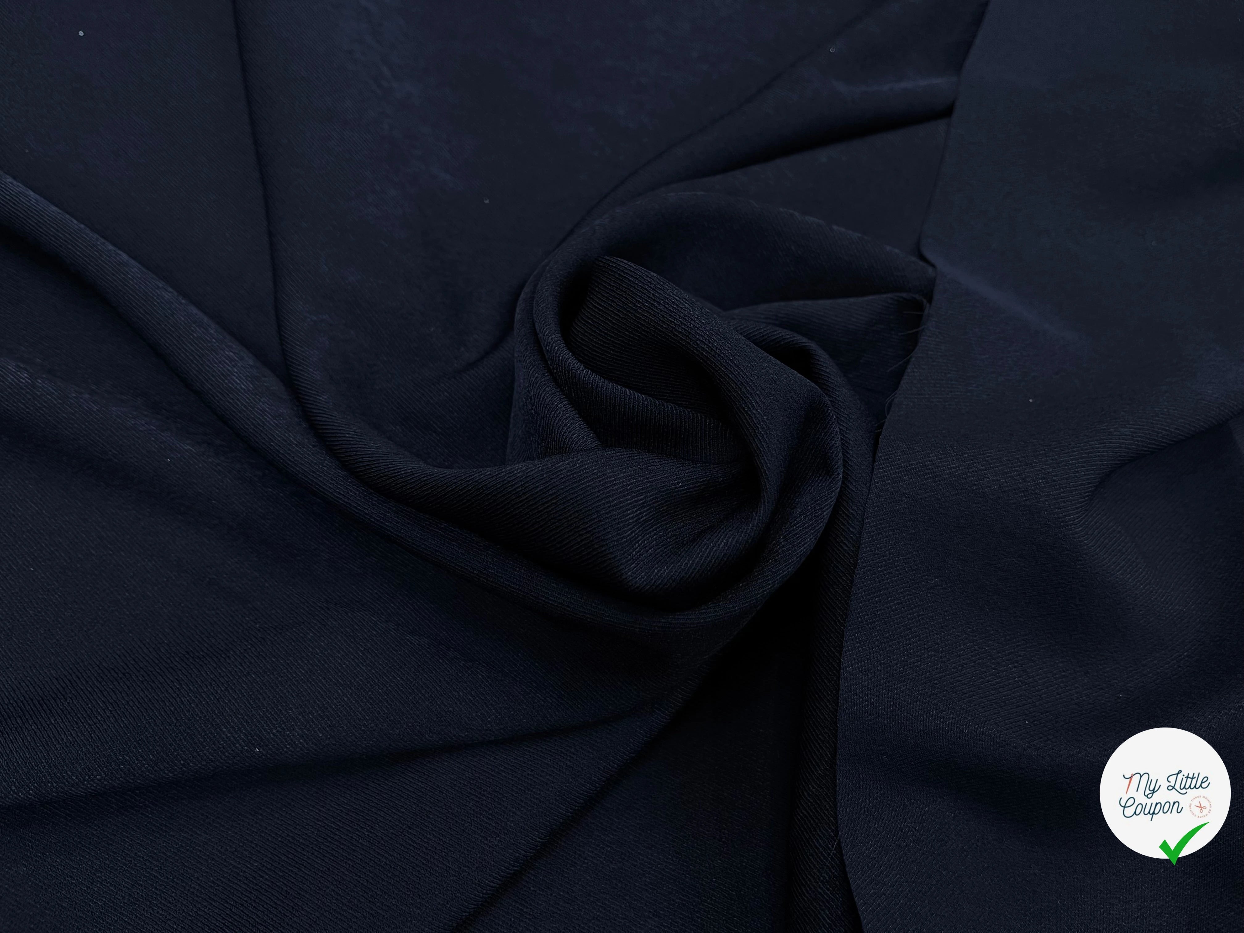 TISSU SERGÉ FLUIDE BLEU NUIT - My Little Coupon