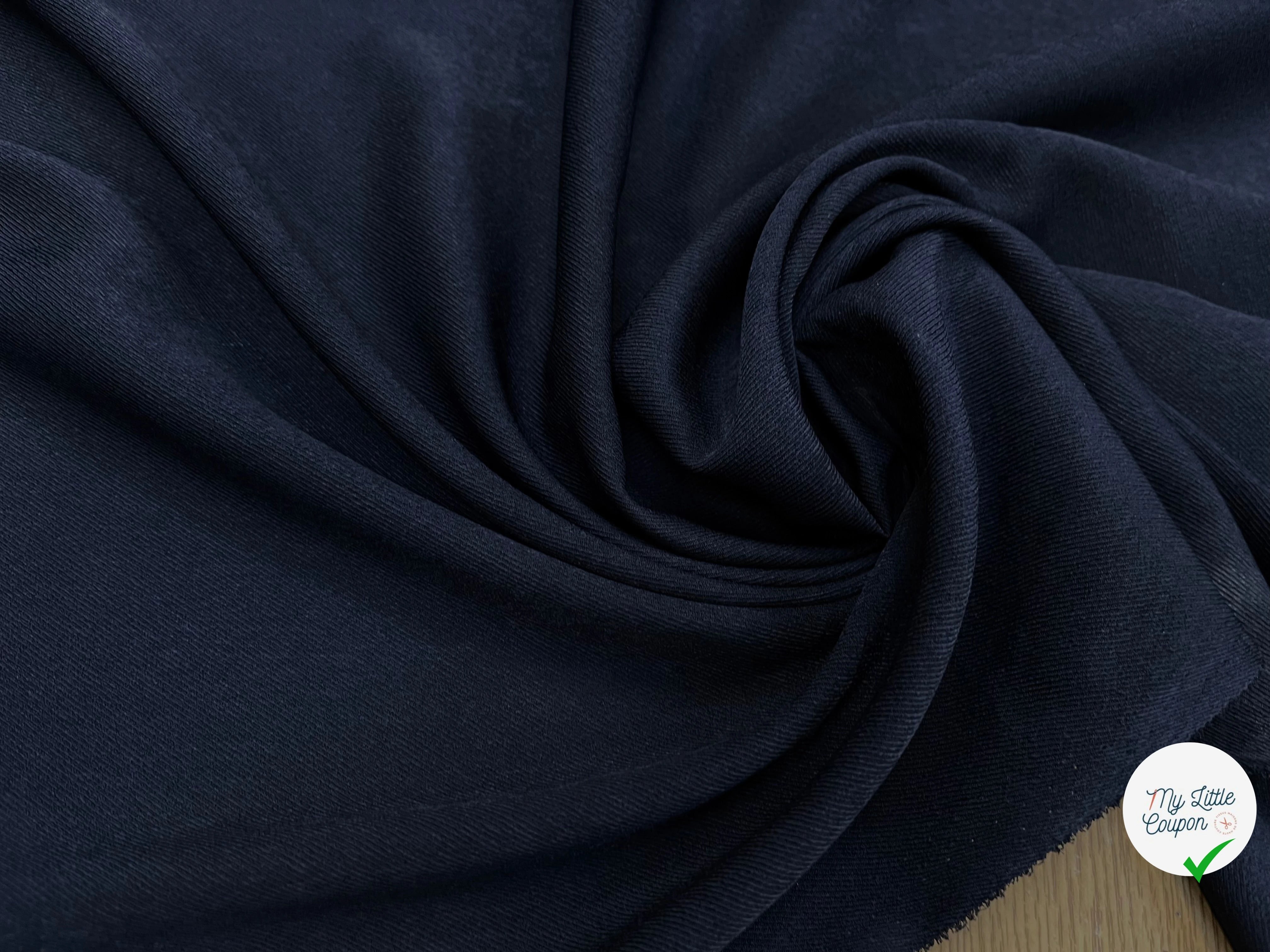 TISSU SERGÉ FLUIDE BLEU NUIT - My Little Coupon