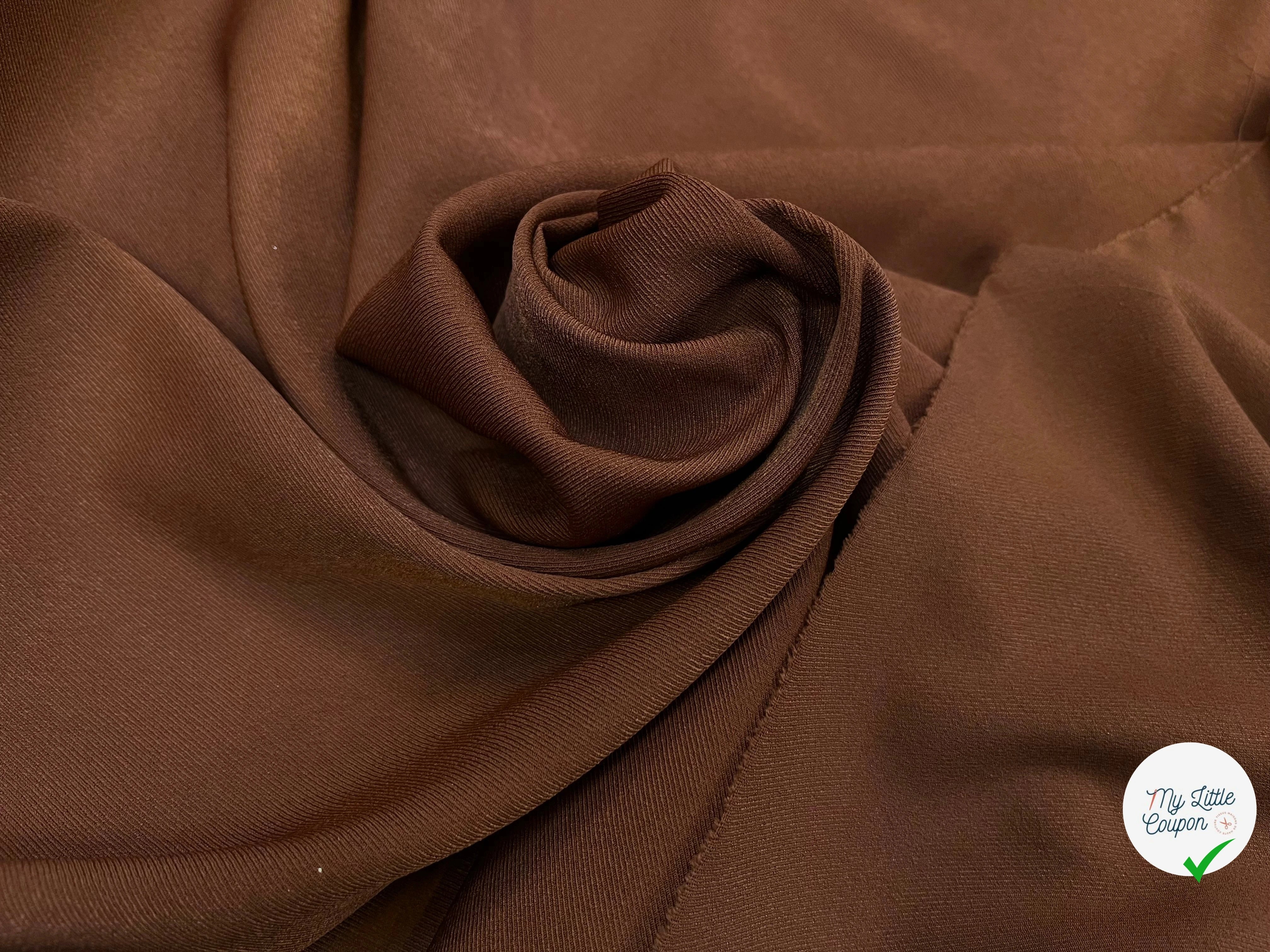 TISSU SERGÉ FLUIDE MARRON FONCÉ - My Little Coupon