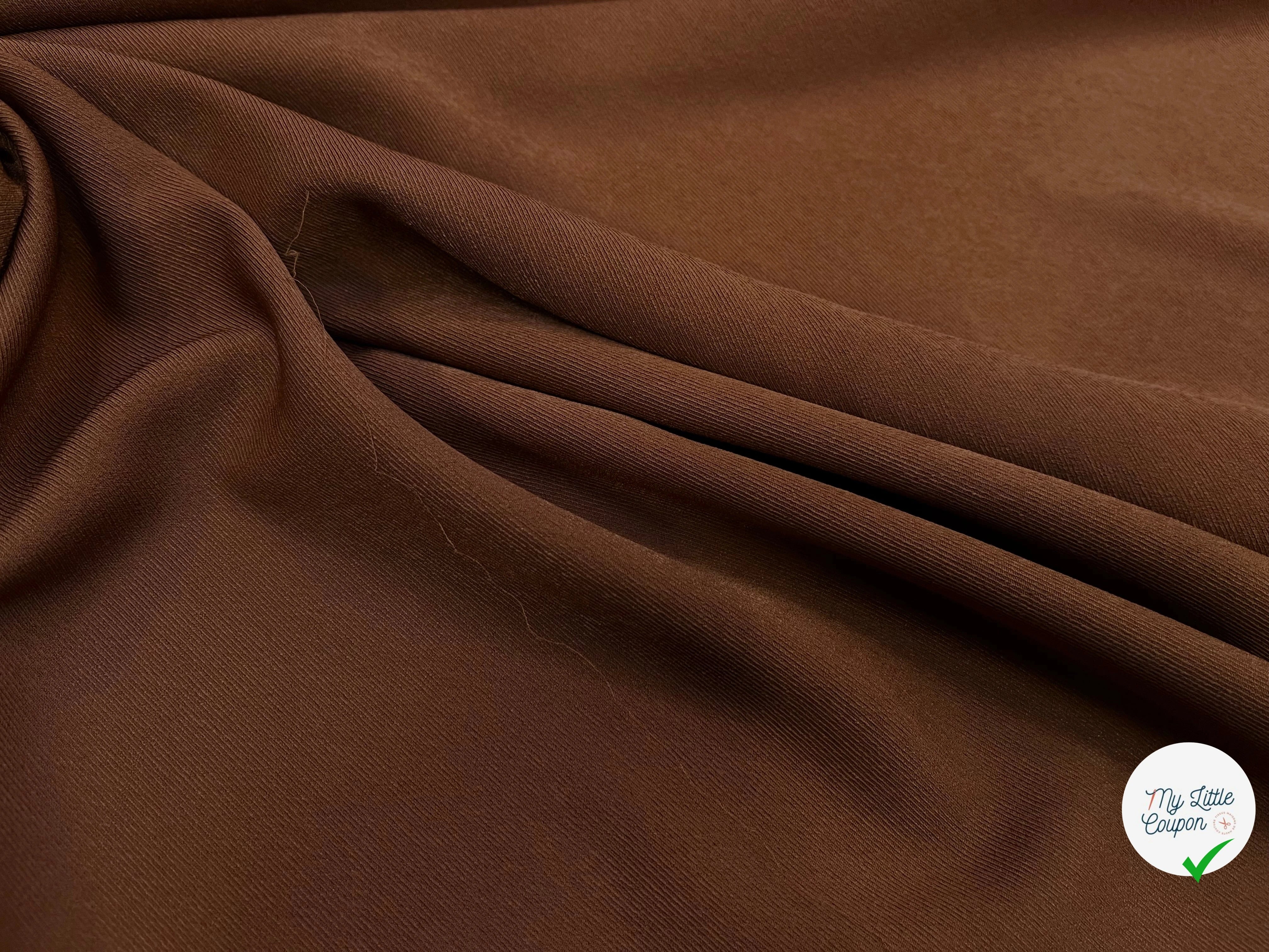 TISSU SERGÉ FLUIDE MARRON FONCÉ - My Little Coupon