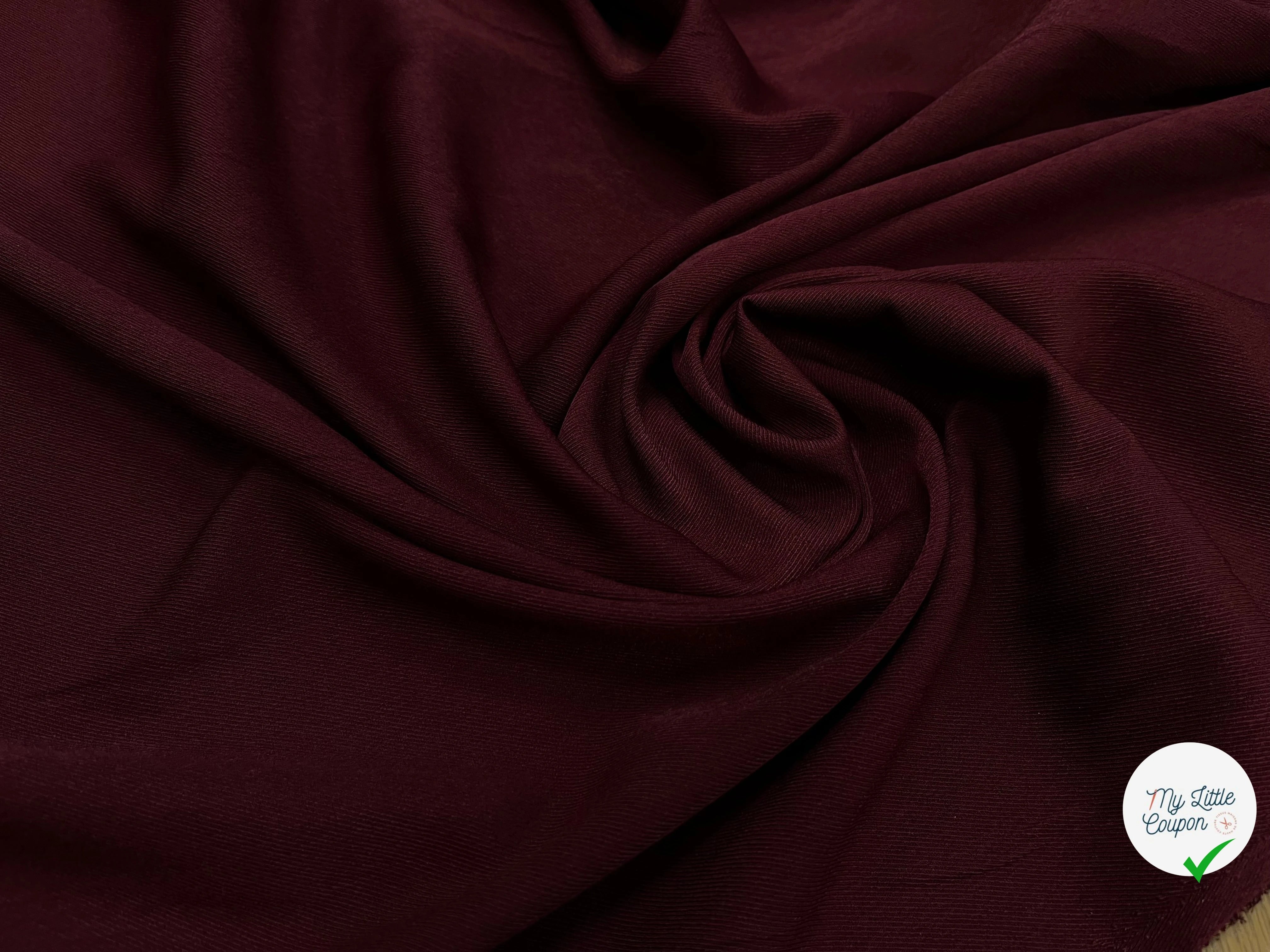 TISSU SERGÉ FLUIDE ROUGE BORDEAU - My Little Coupon