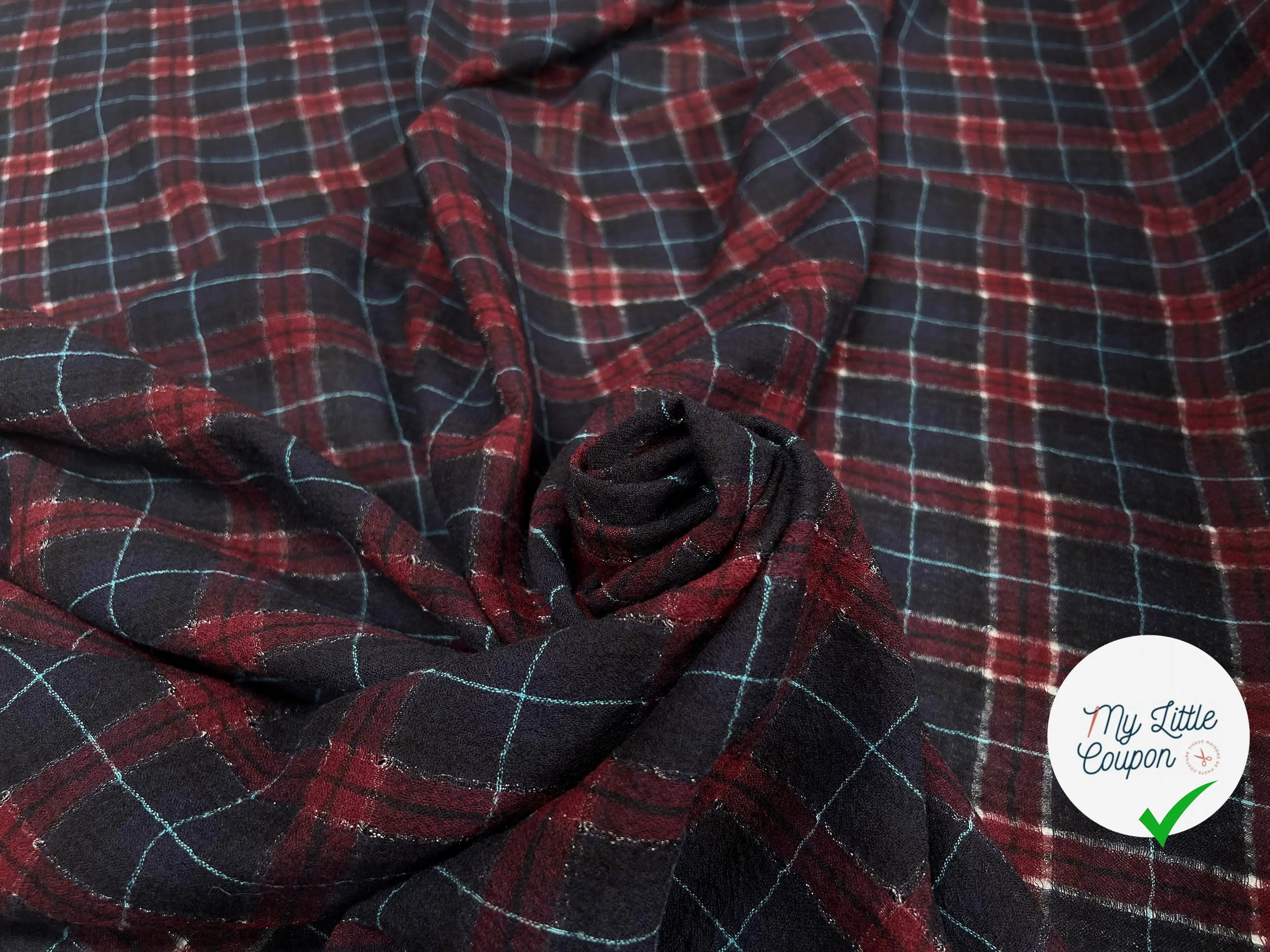 TISSU SURCHEMISE À CARREAUX 100% LAINE - My Little Coupon