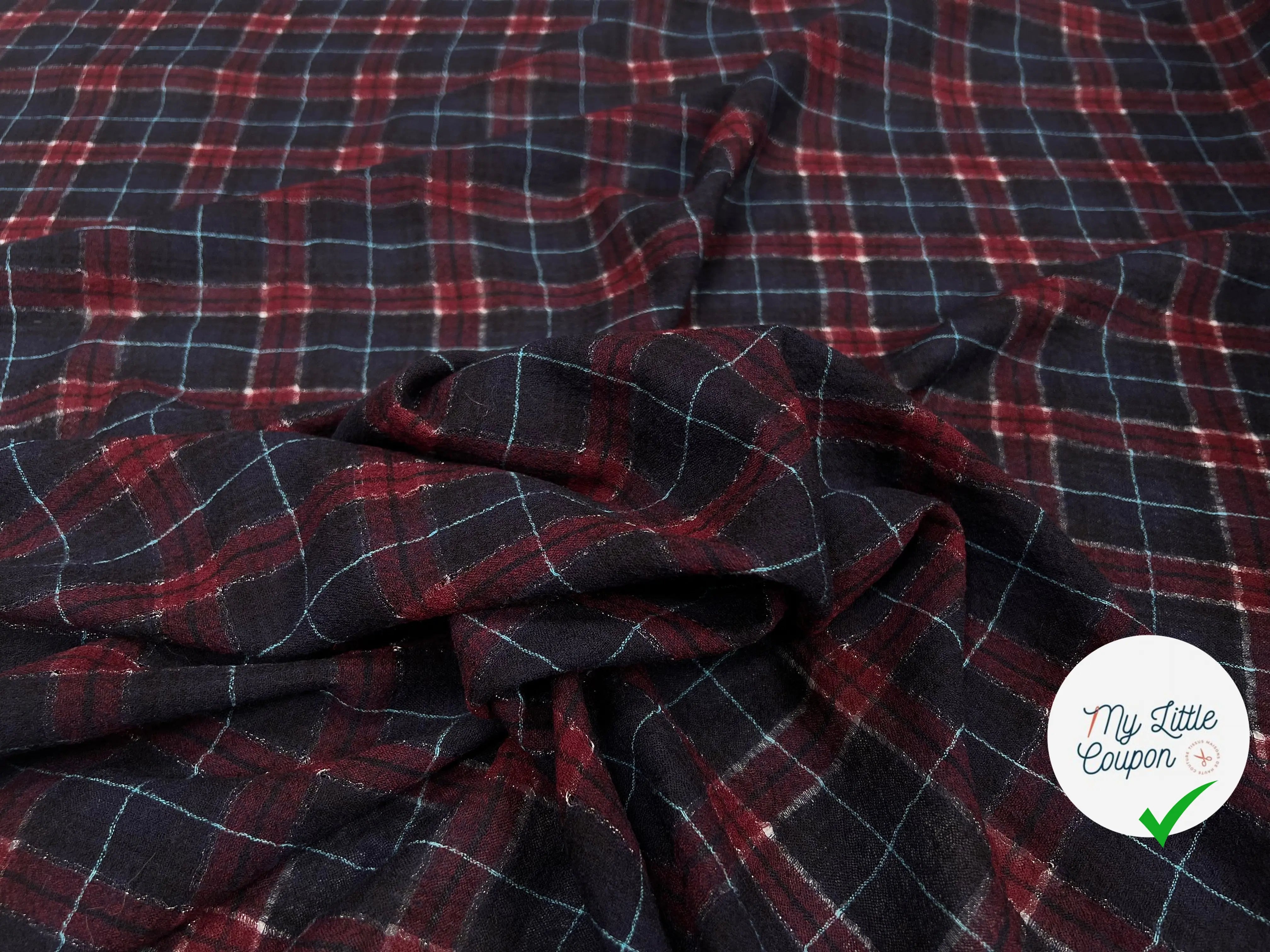 TISSU SURCHEMISE À CARREAUX 100% LAINE - My Little Coupon