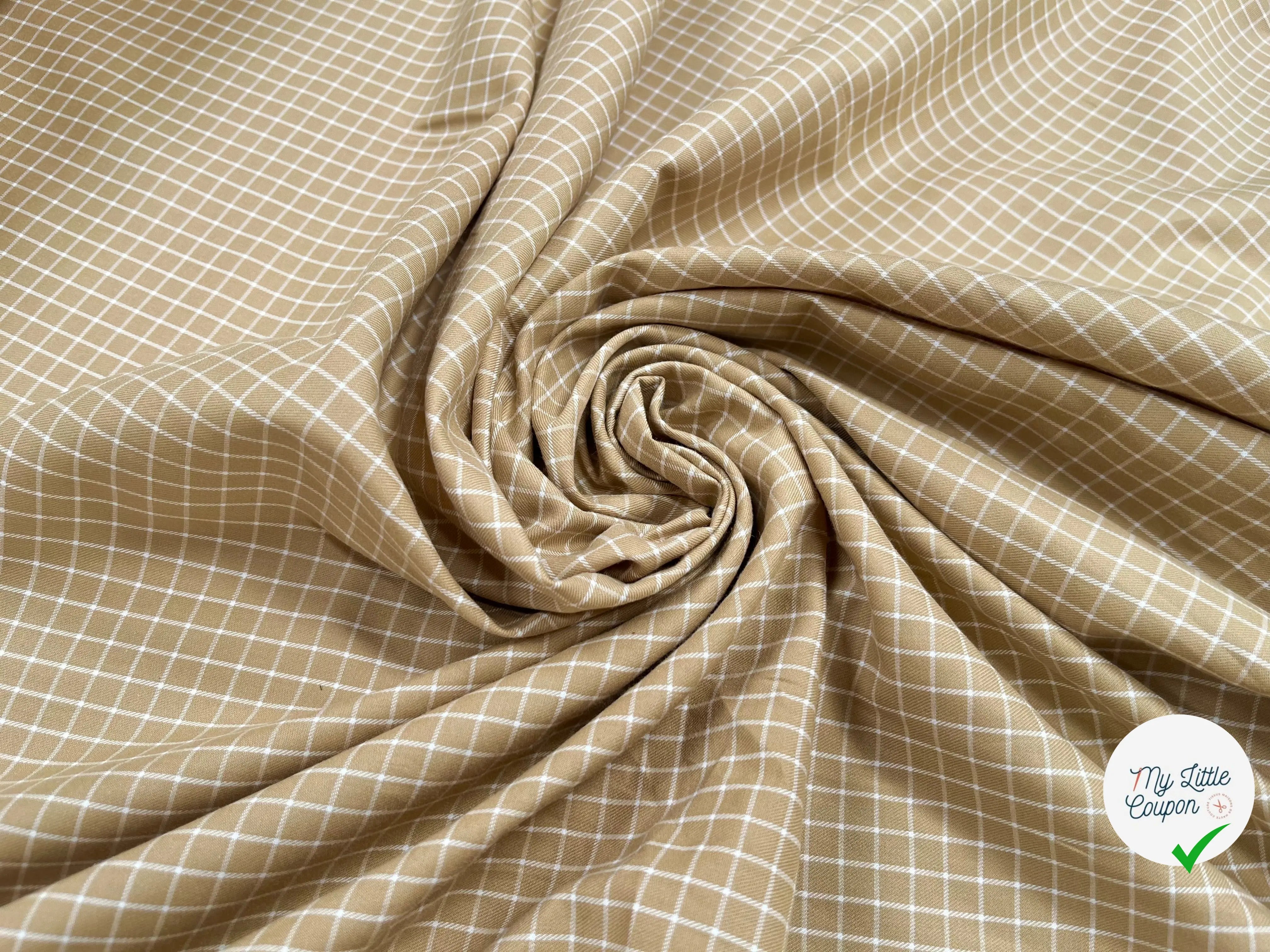 TISSU SURCHEMISE TRAPPEUR BEIGE À CARREAUX - My Little Coupon
