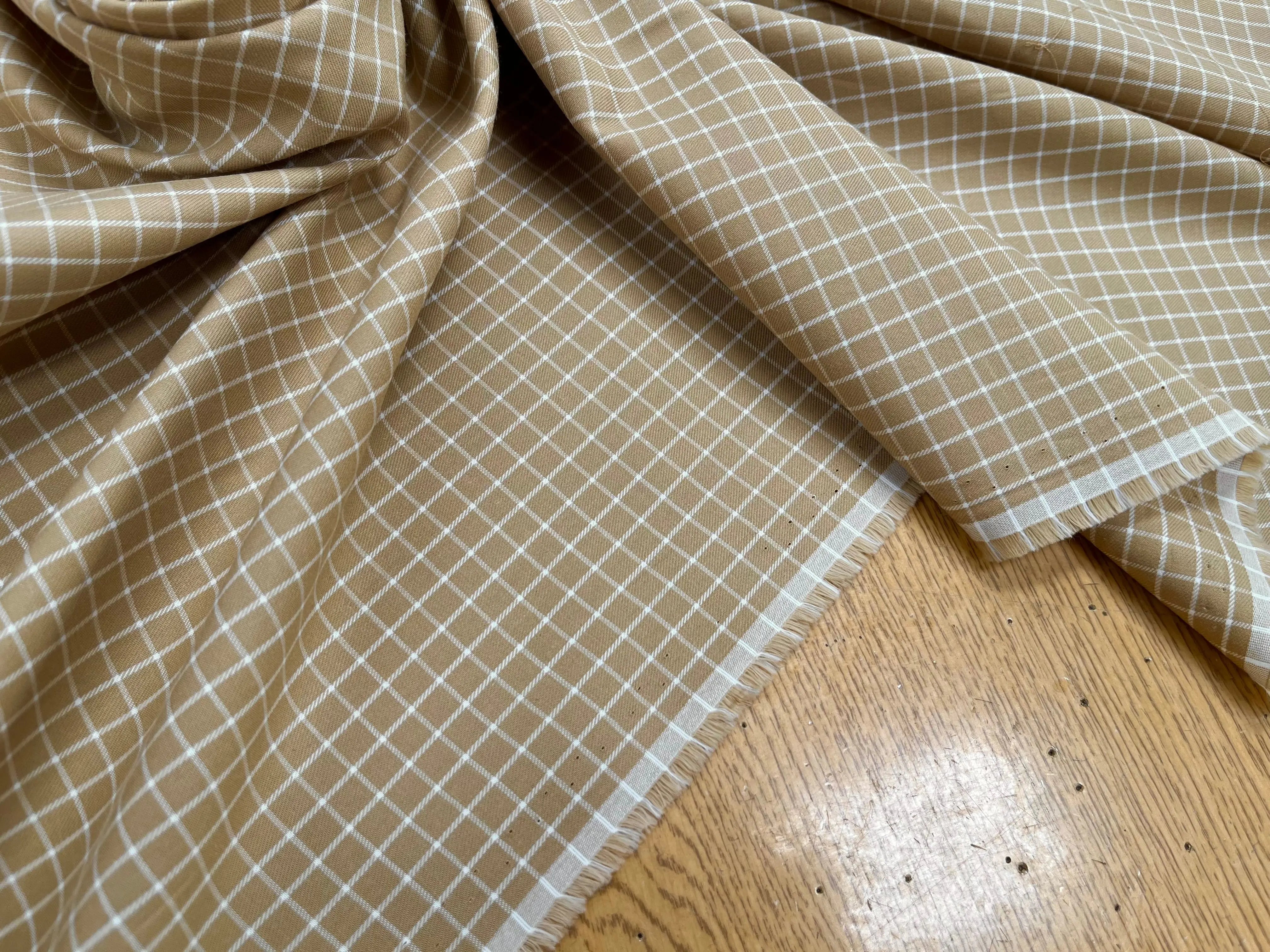 TISSU SURCHEMISE TRAPPEUR BEIGE À CARREAUX - My Little Coupon