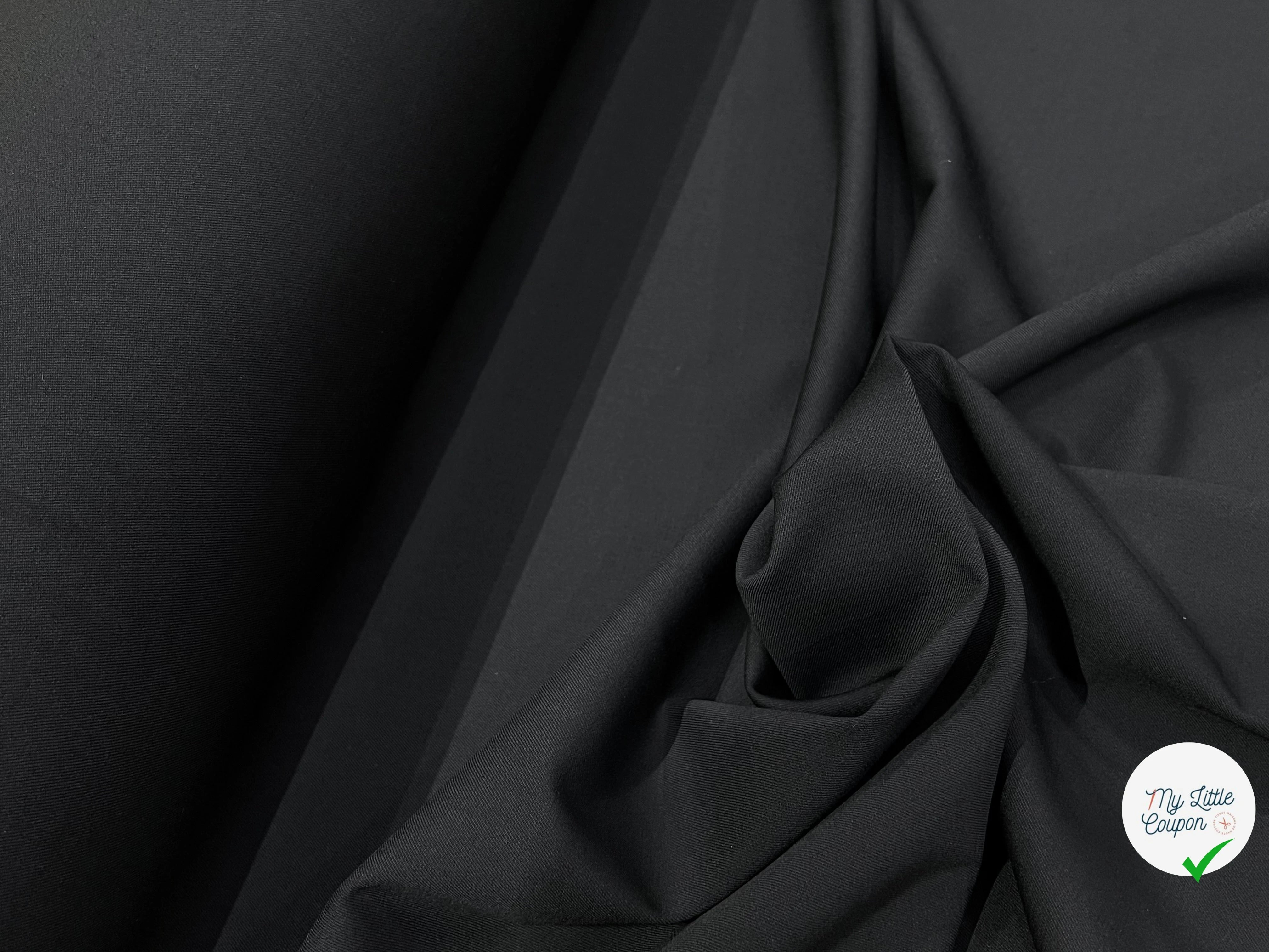 TISSU TAILLEUR SERGÉE EN PURE LAINE NOIR INTENSE - My Little Coupon