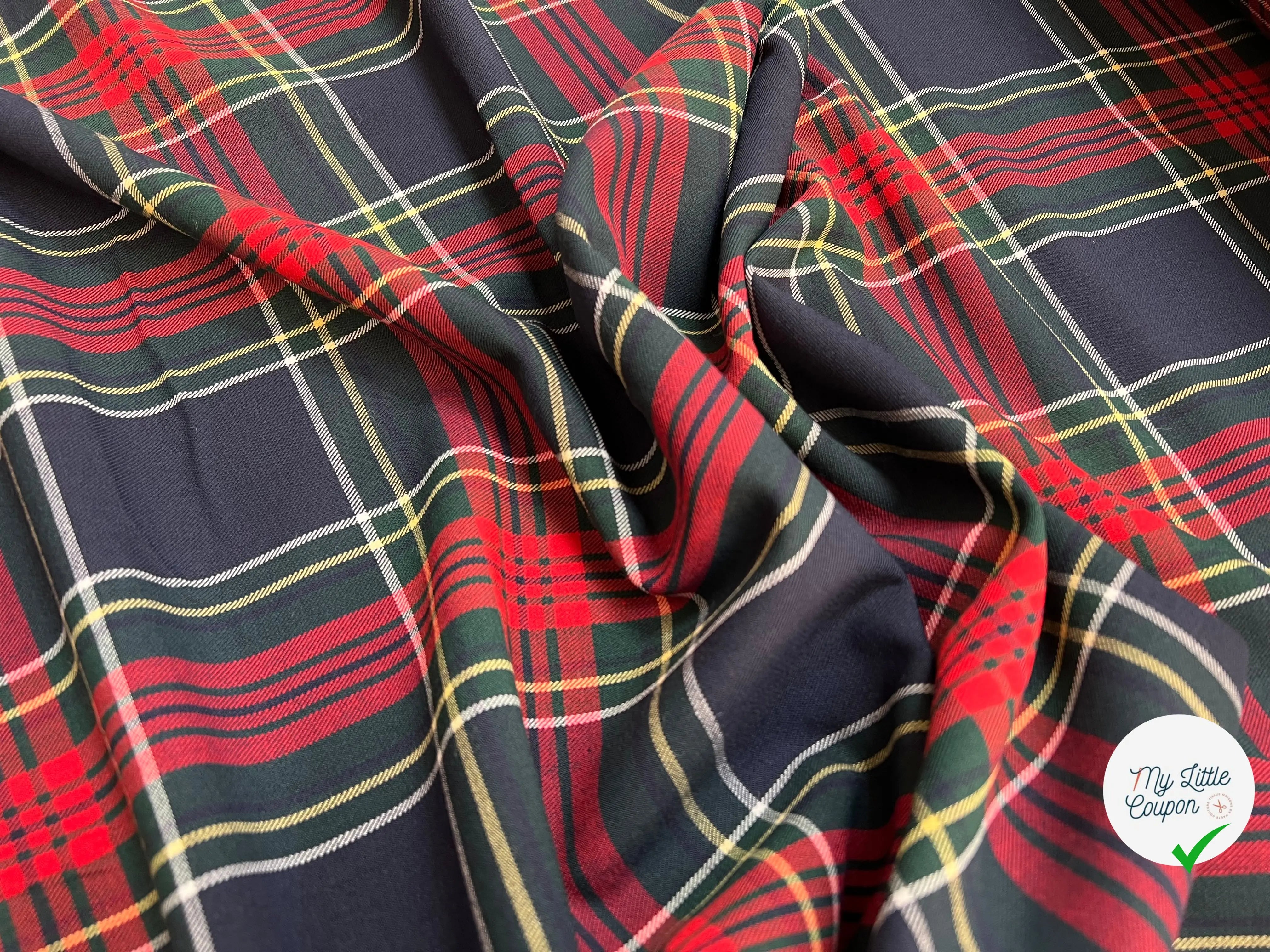 TISSU TARTAN CARREAUX POLYVISCOSE STRETCH - My Little Coupon