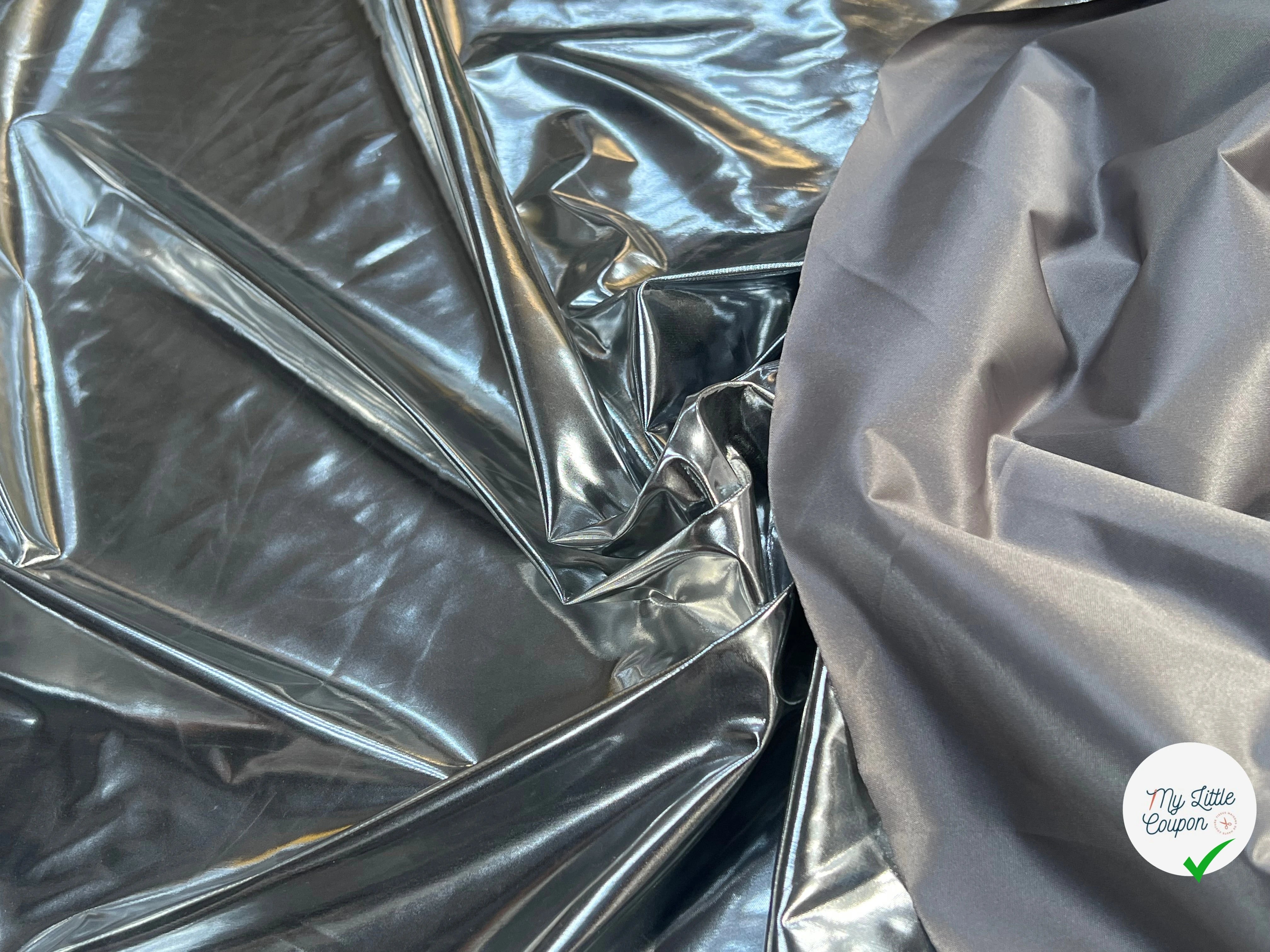 TISSU TECHNIQUE SATIN ARGENTÉ LÉGEREMENT STRETCH - My Little Coupon