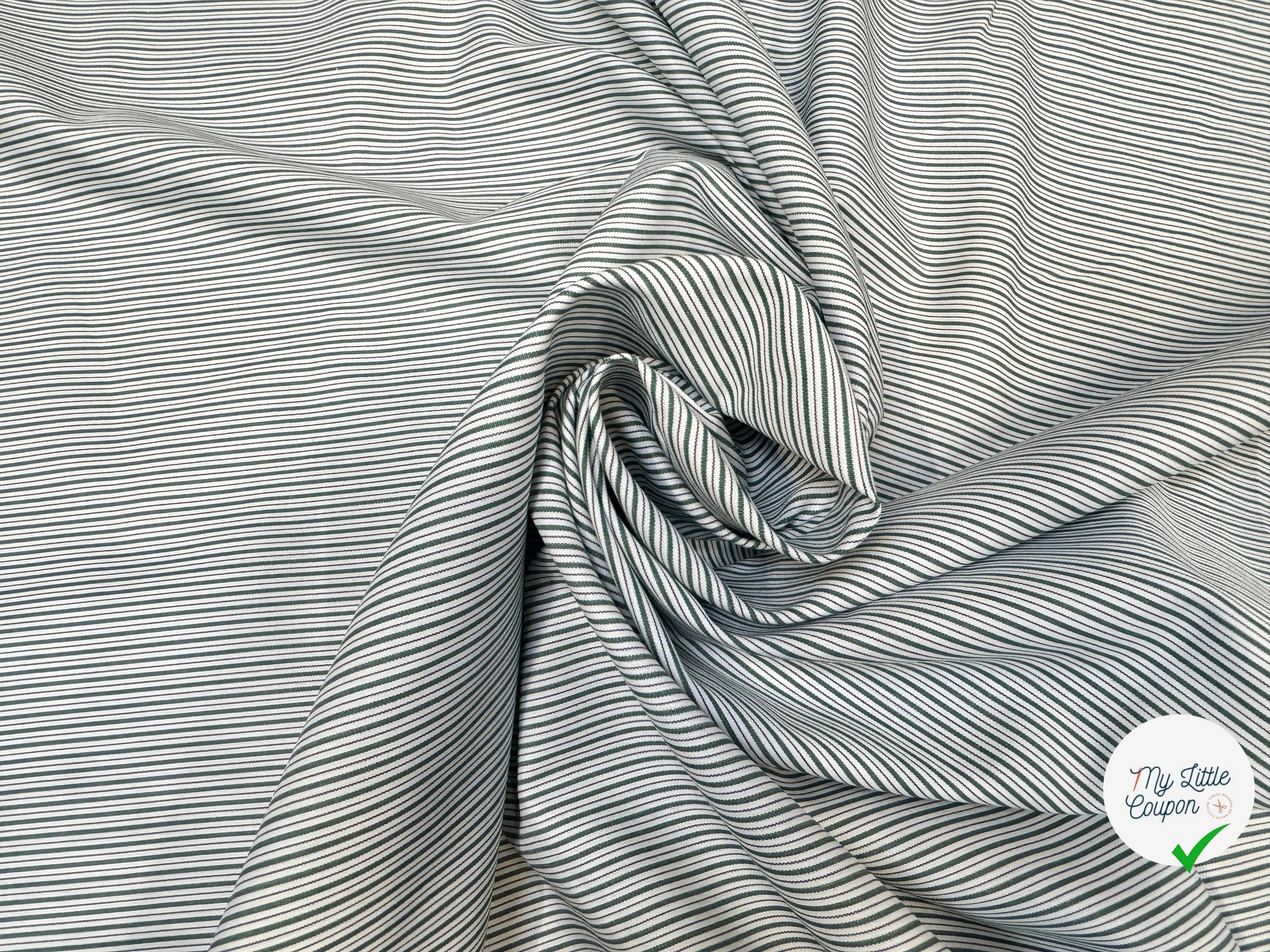 TISSU VERT POPELINE - TOILE RAYÉE VERT - My Little Coupon