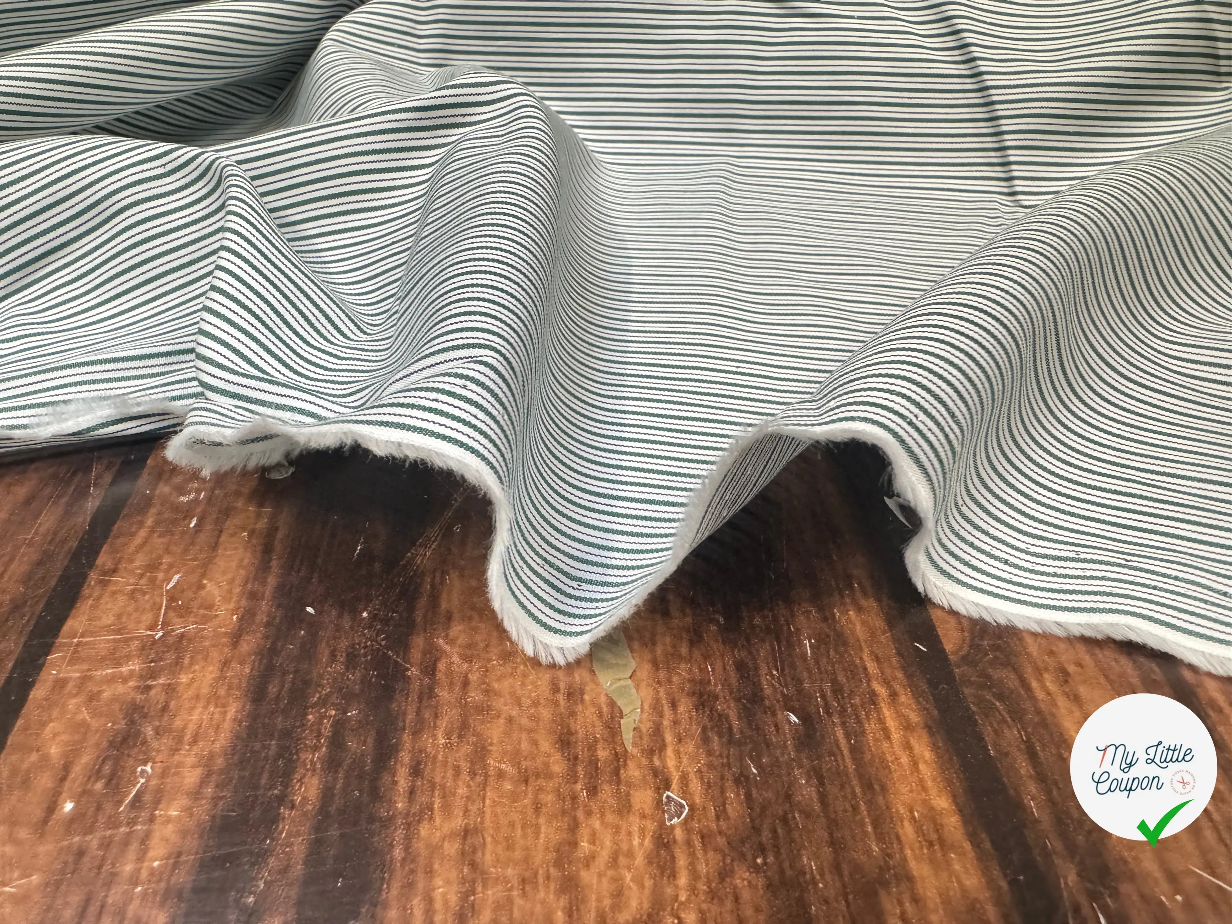 TISSU VERT POPELINE - TOILE RAYÉE VERT - My Little Coupon