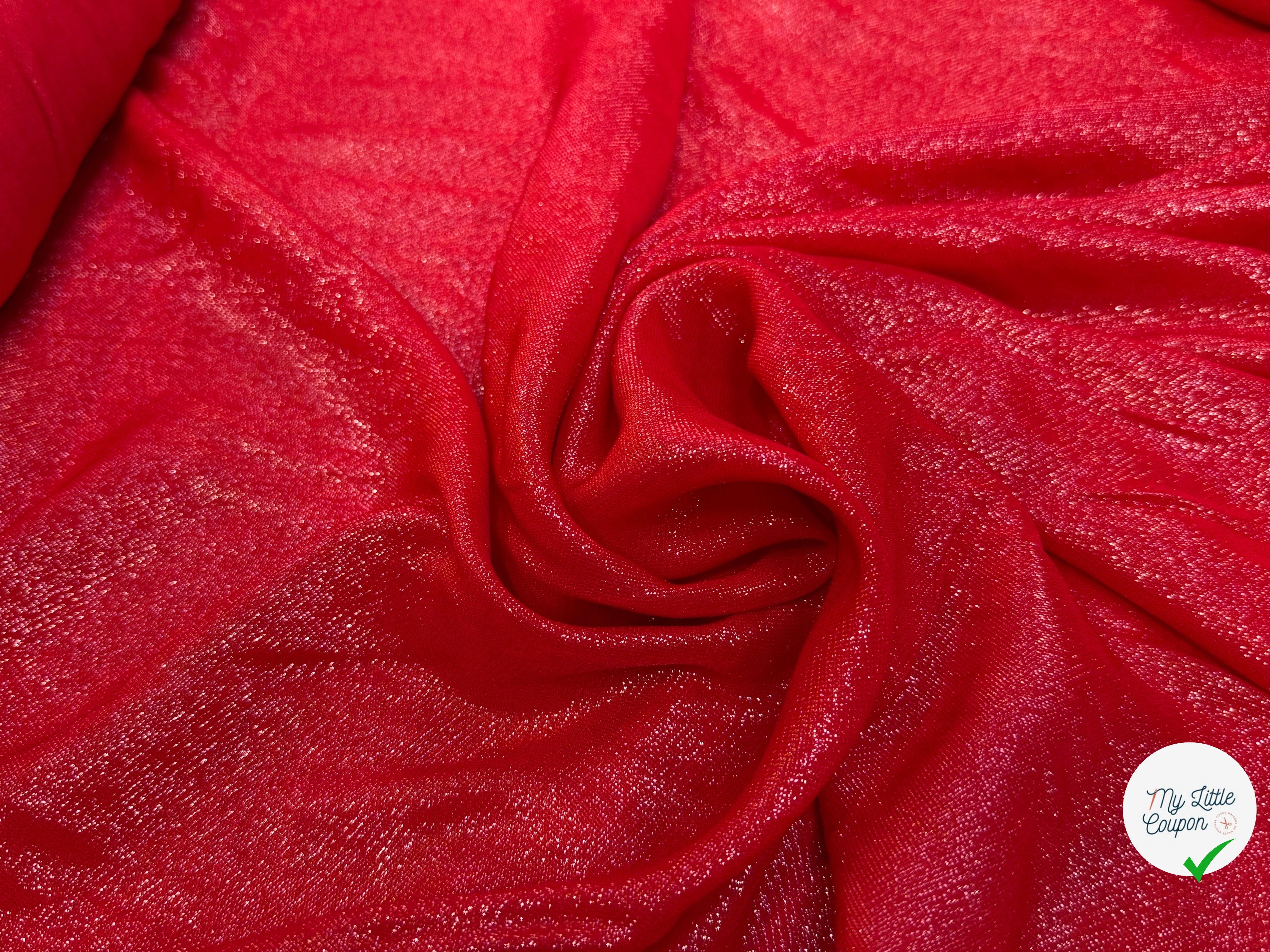 TISSU VISCOSE POLYAMIDE FLUIDE SCINTILLANT ROUGE 82% VISCOSE - My Little Coupon