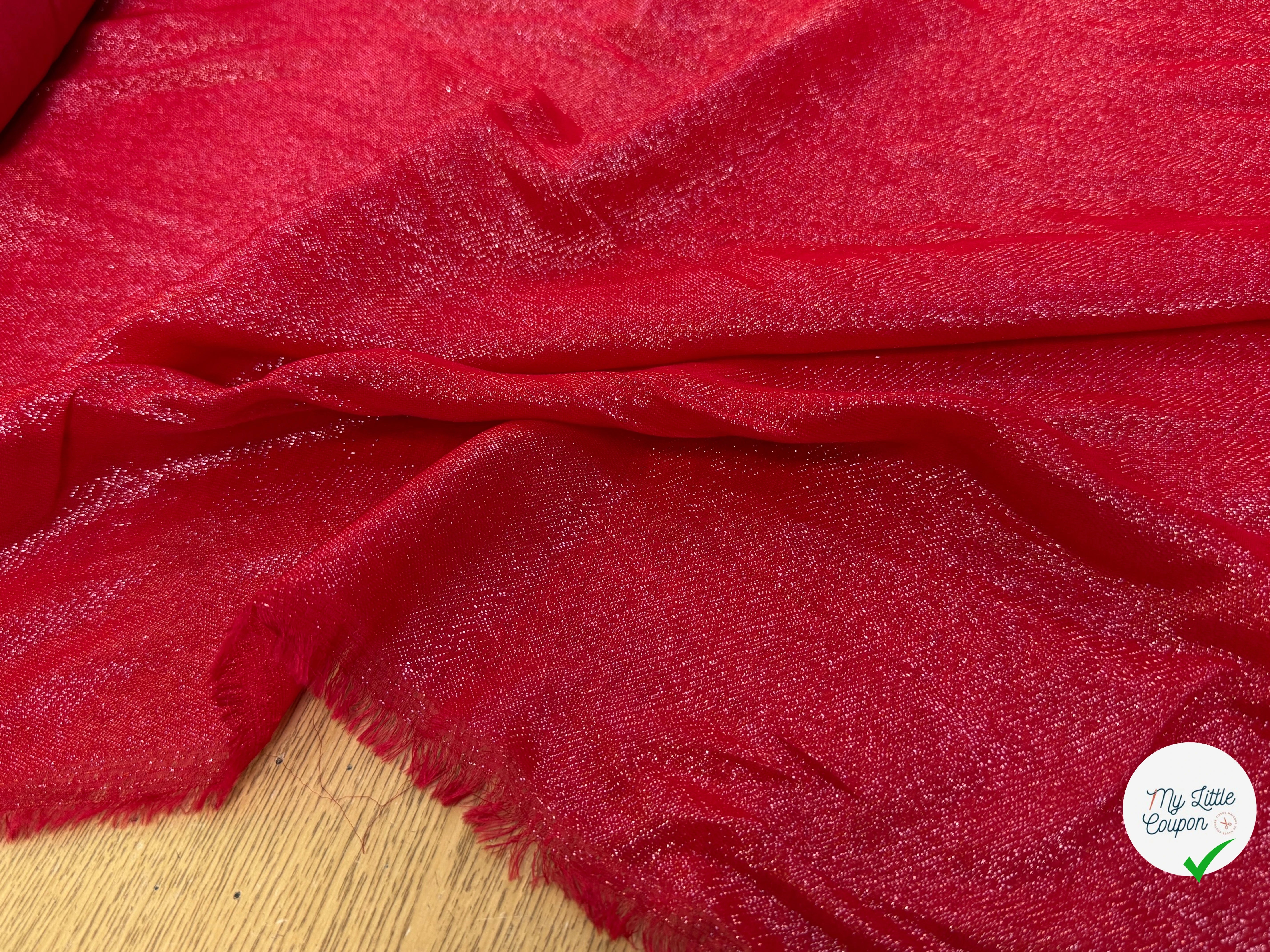 TISSU VISCOSE POLYAMIDE FLUIDE SCINTILLANT ROUGE 82% VISCOSE - My Little Coupon