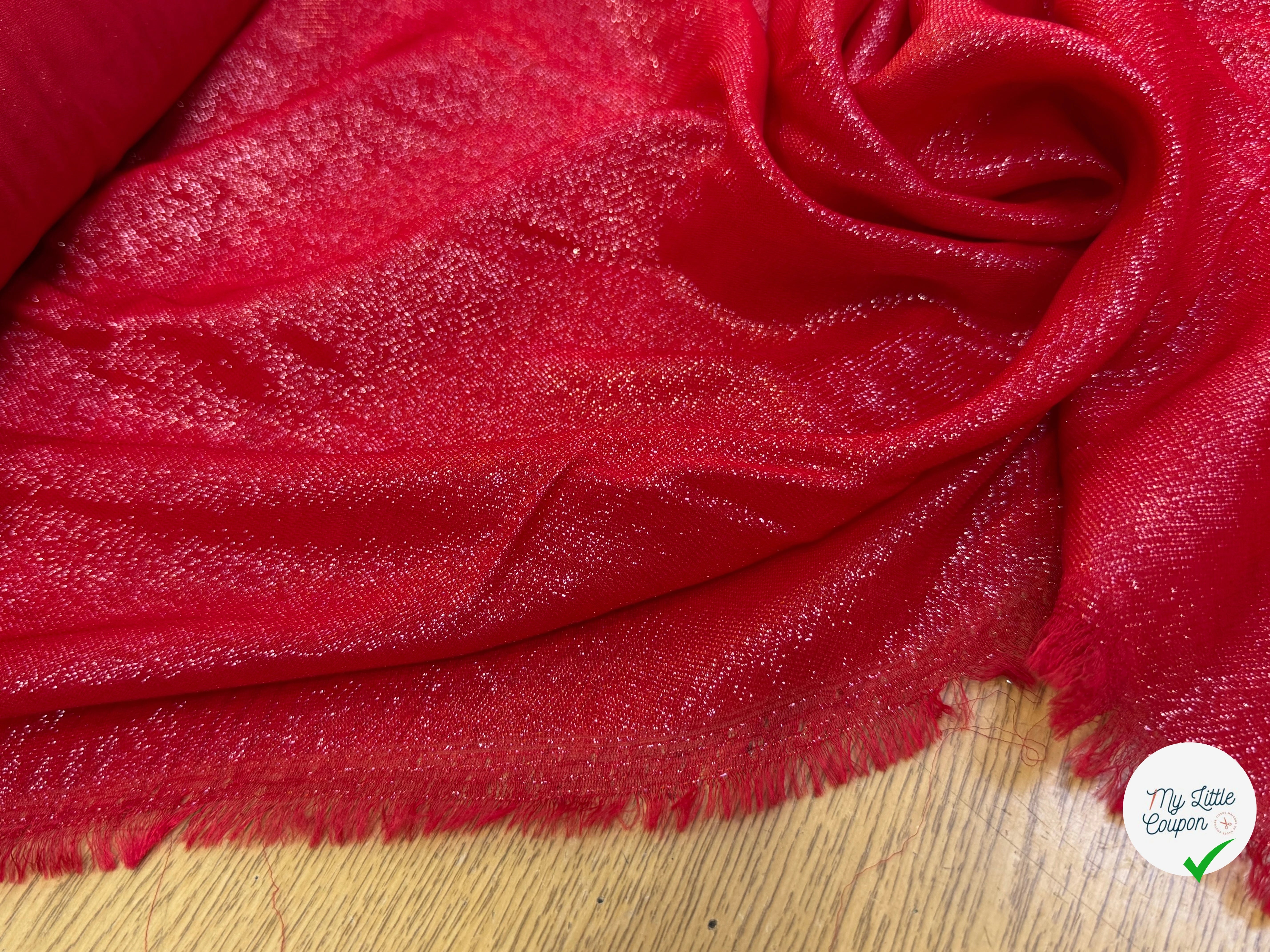 TISSU VISCOSE POLYAMIDE FLUIDE SCINTILLANT ROUGE 82% VISCOSE - My Little Coupon