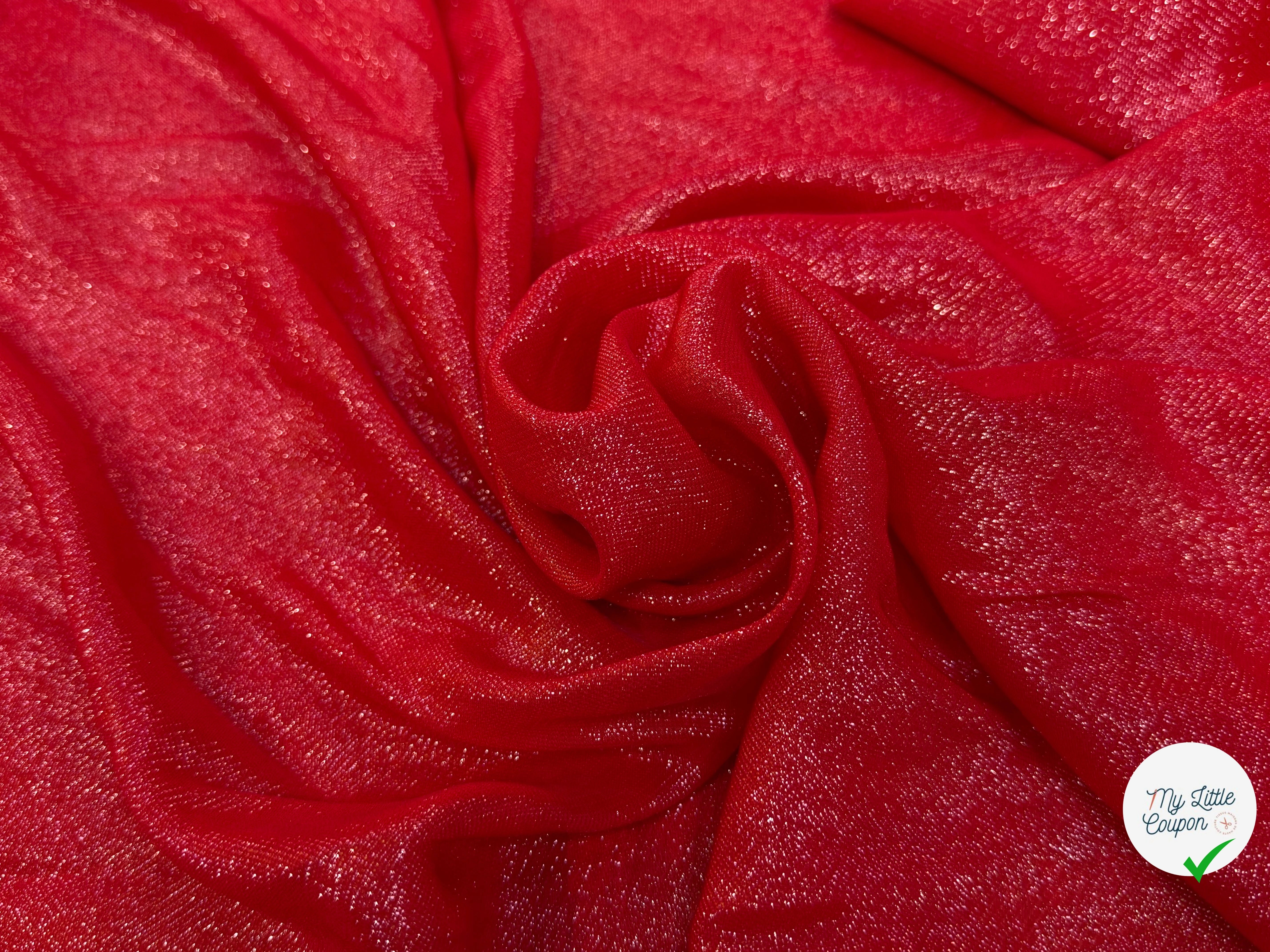 TISSU VISCOSE POLYAMIDE FLUIDE SCINTILLANT ROUGE 82% VISCOSE - My Little Coupon