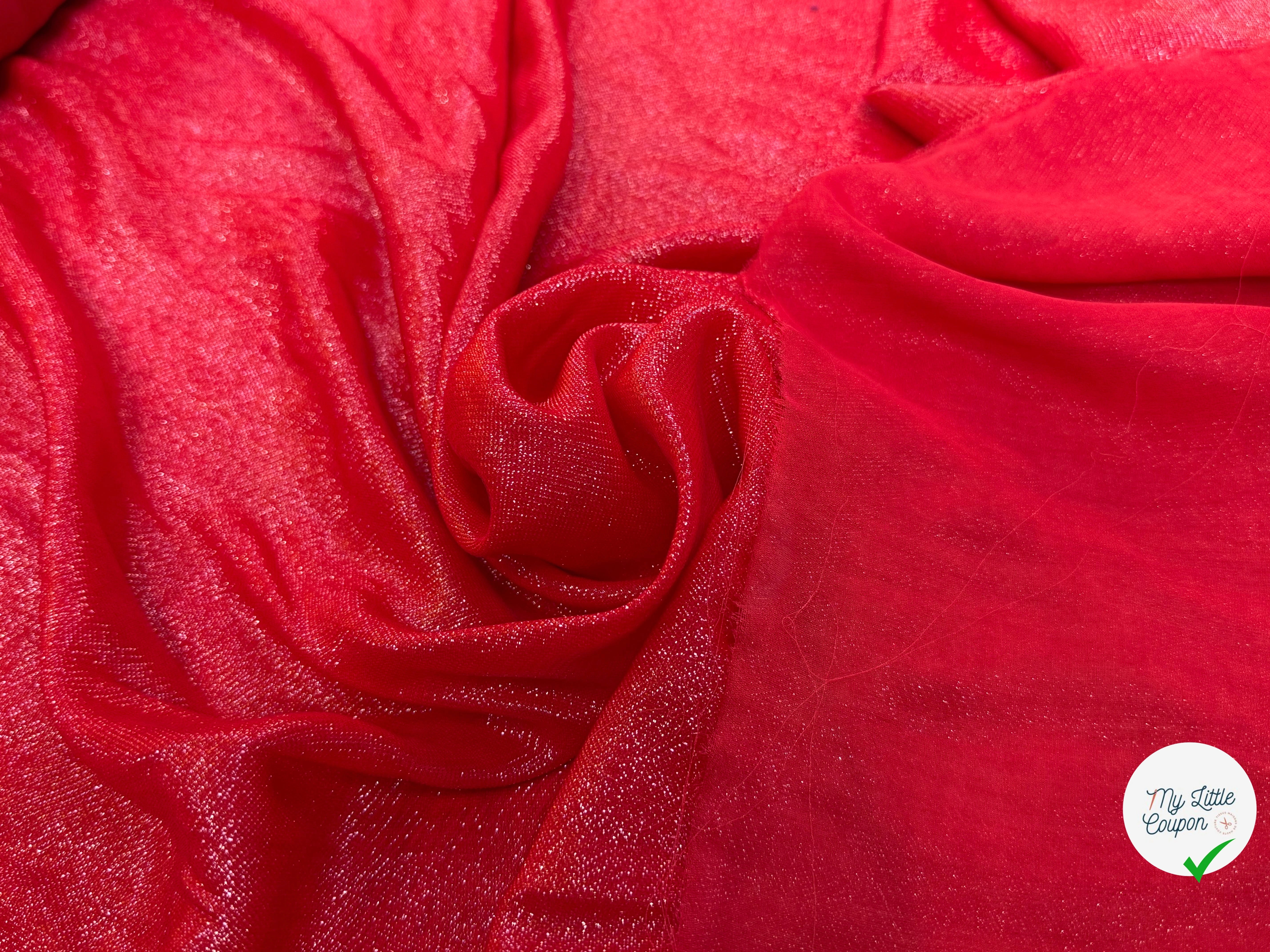 TISSU VISCOSE POLYAMIDE FLUIDE SCINTILLANT ROUGE 82% VISCOSE - My Little Coupon