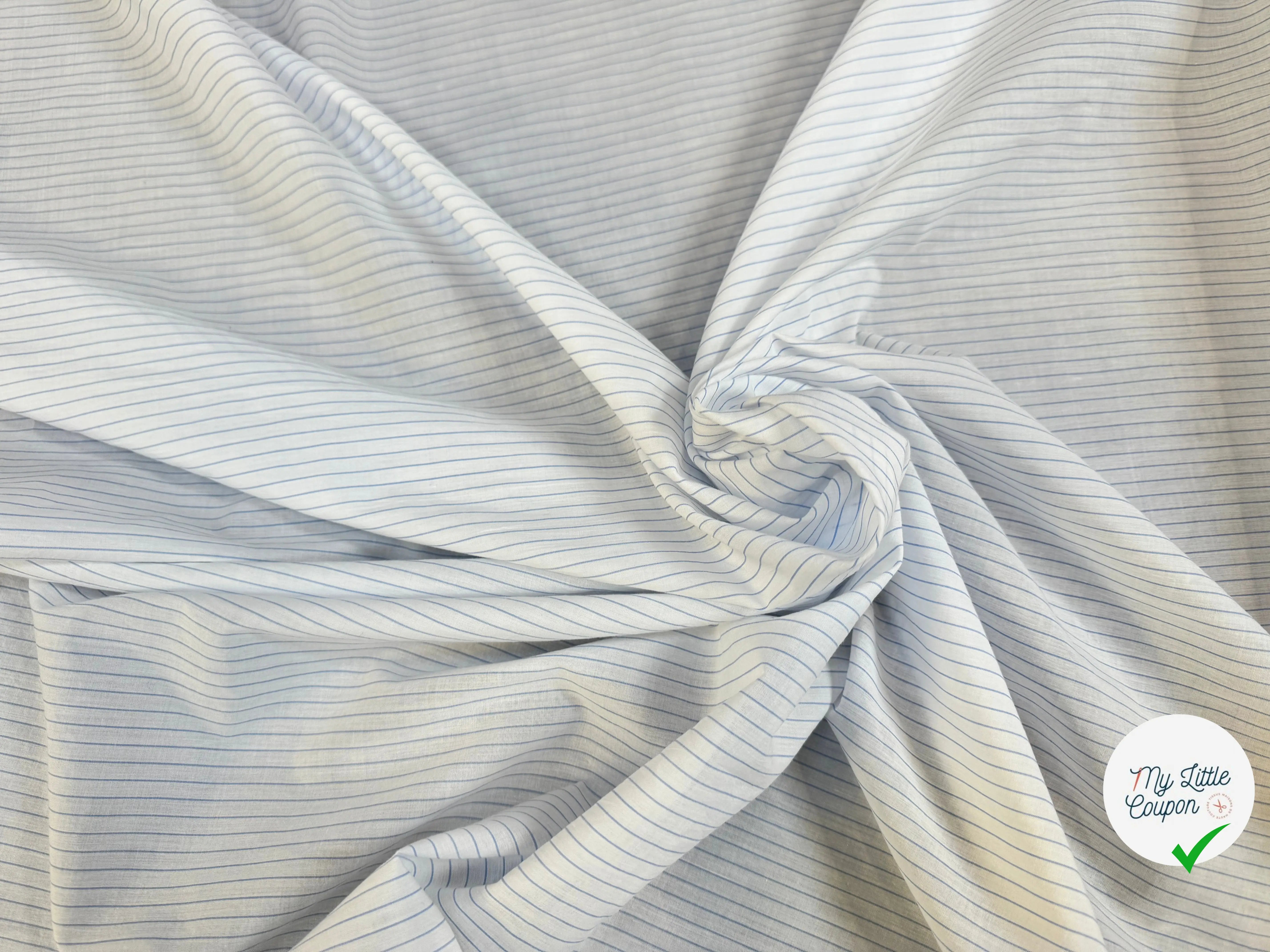 TISSU VOILE IMPRIMÉ RAYURES BLEUES - My Little Coupon