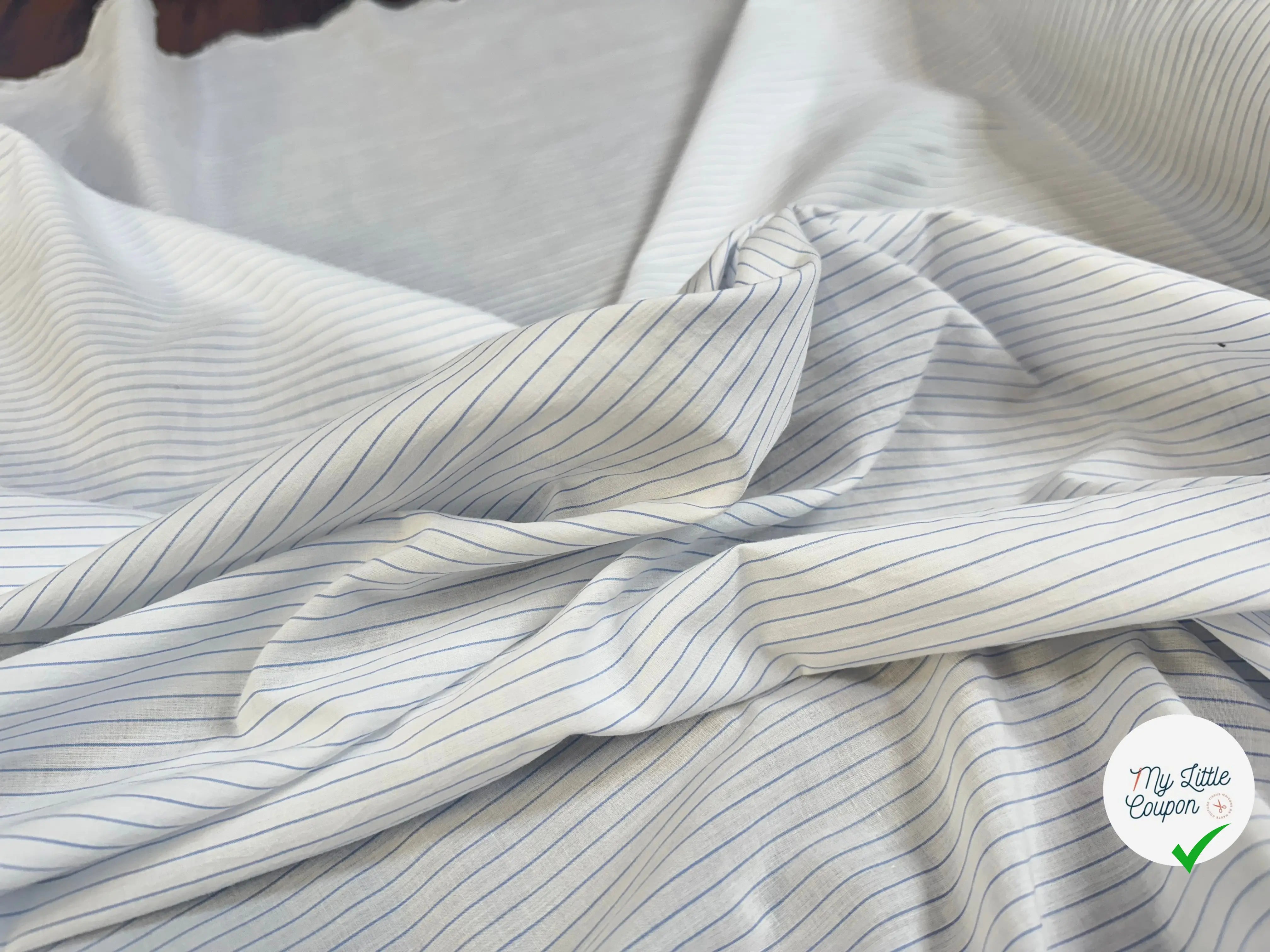 TISSU VOILE IMPRIMÉ RAYURES BLEUES - My Little Coupon