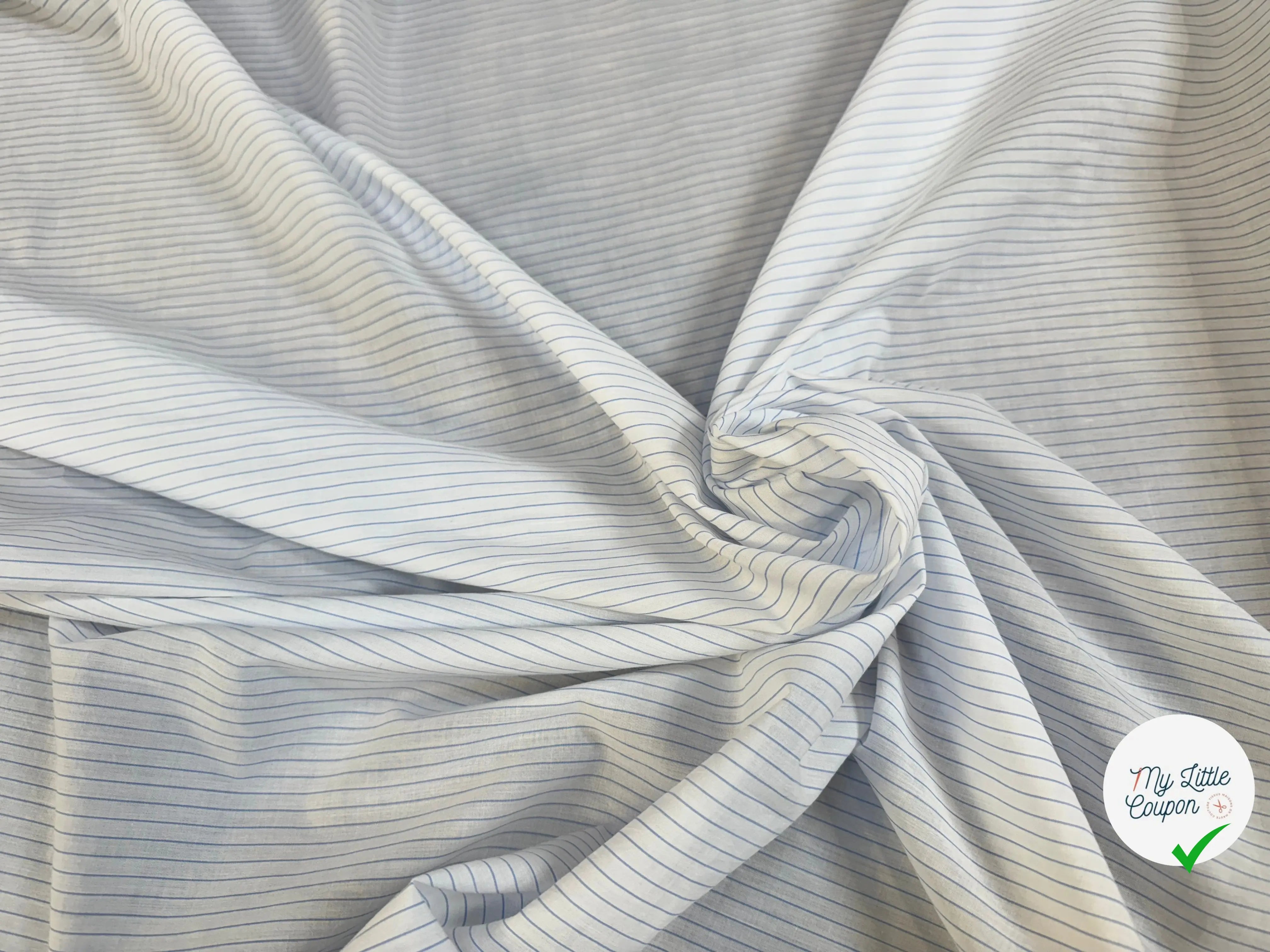 TISSU VOILE IMPRIMÉ RAYURES BLEUES - My Little Coupon