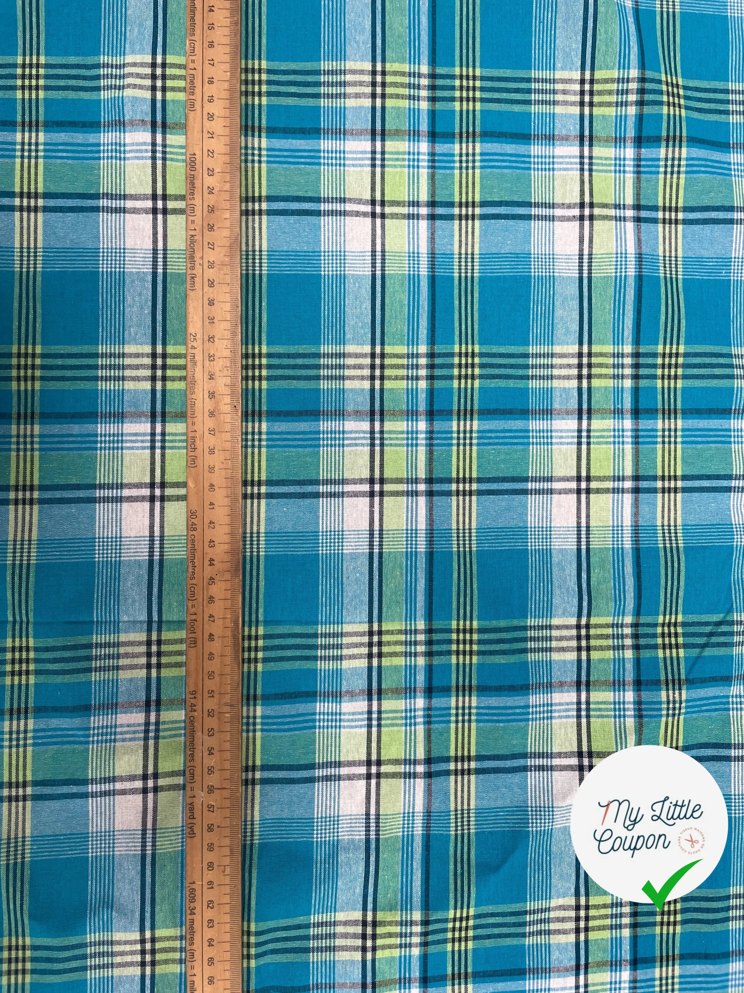 TISSUS MADRAS CARREAUX BLEU - My Little Coupon