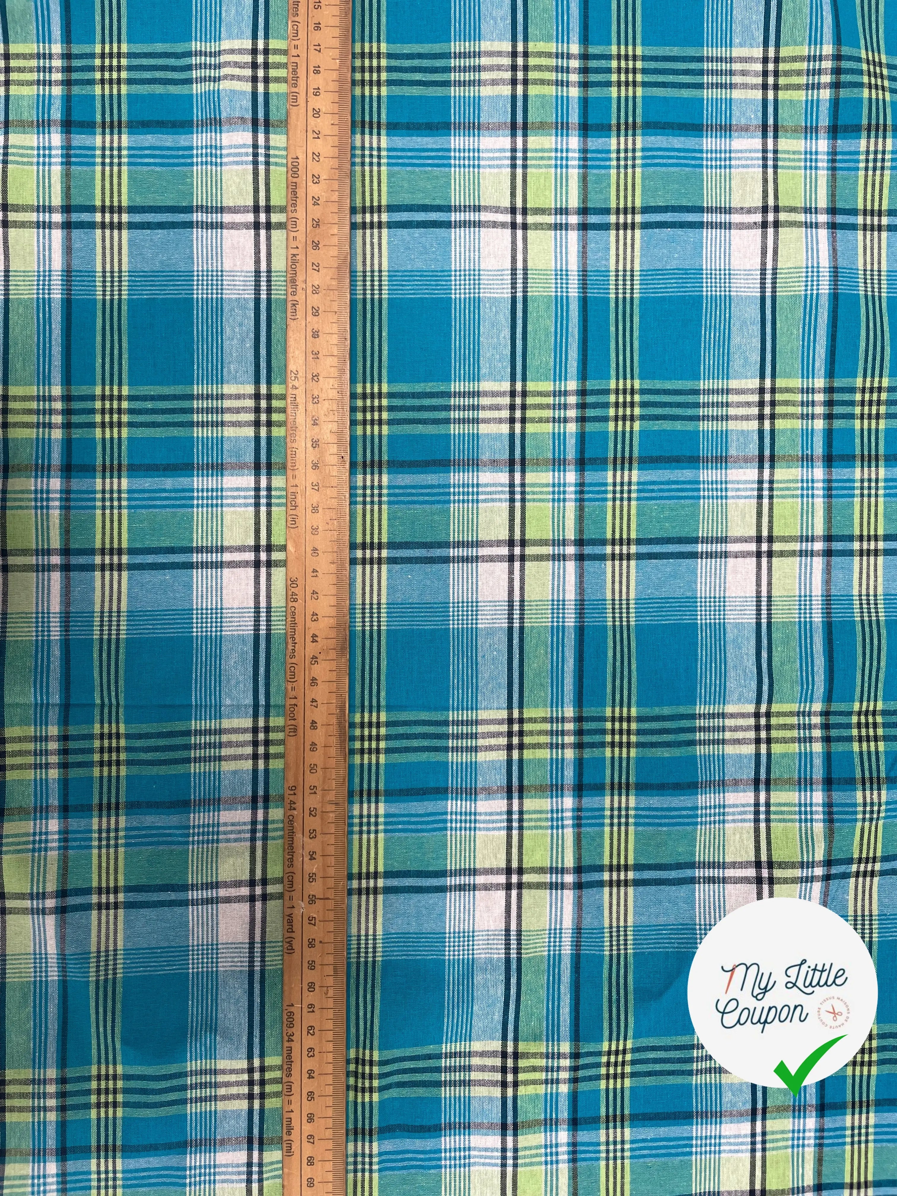 TISSUS MADRAS CARREAUX BLEU - My Little Coupon