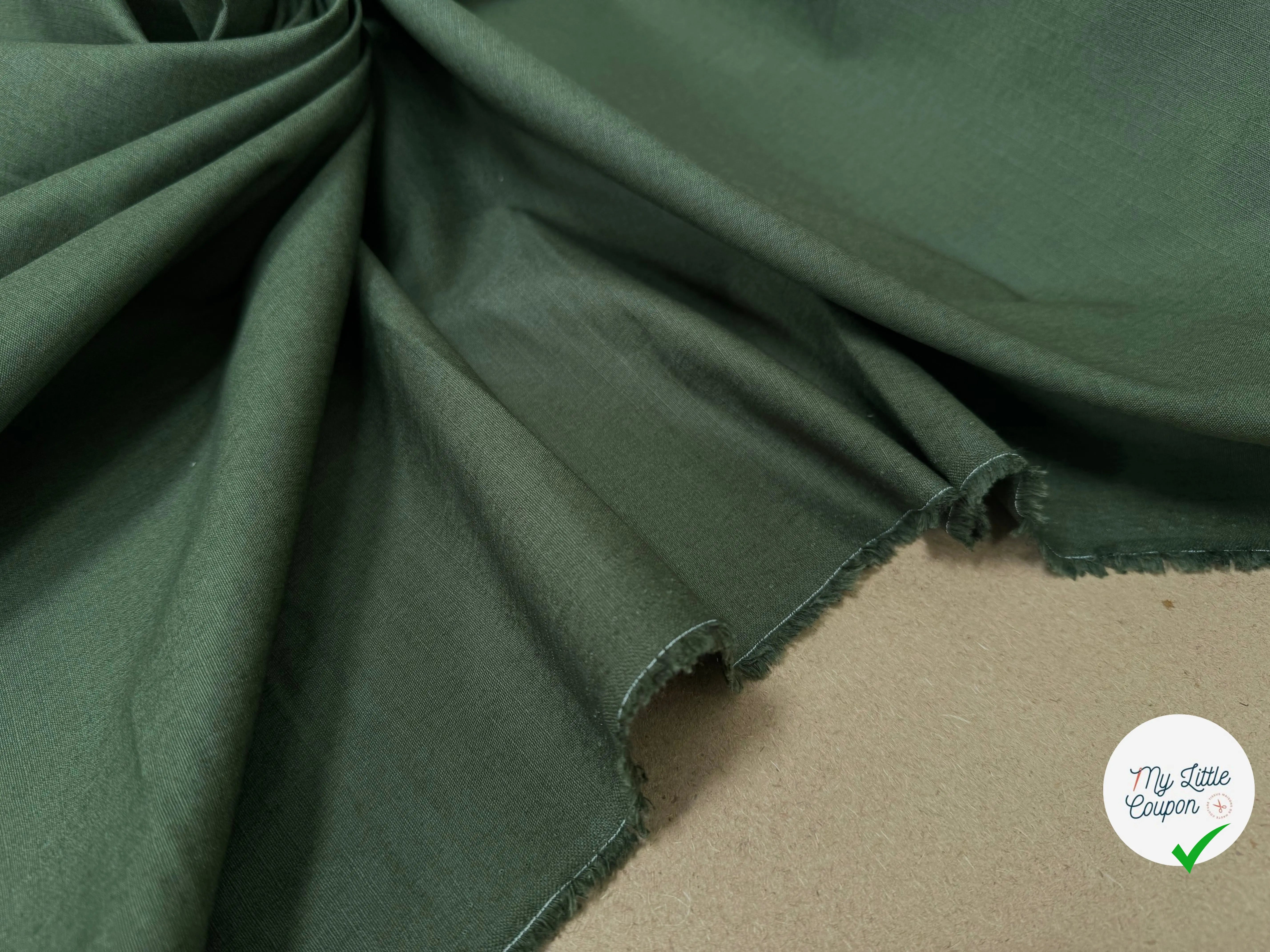 TOILE ARMUREE IMPERMEABLE VERT ARMY 100% COTON SAHARIENNE - My Little Coupon