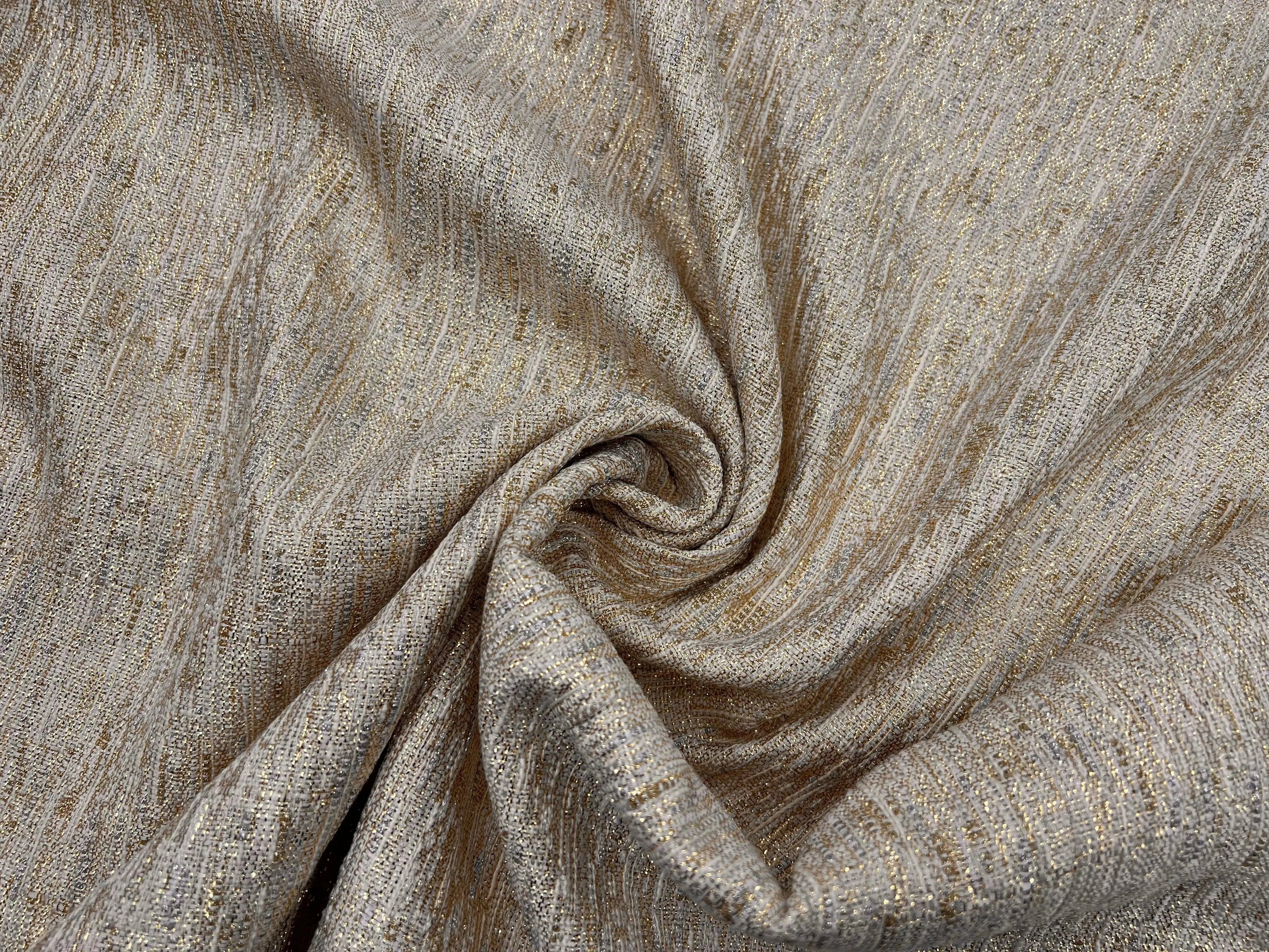 TOILE CANEVAS MÉTALLISÉE DORÉE ASPECT LIN - My Little Coupon - tissu - coudre