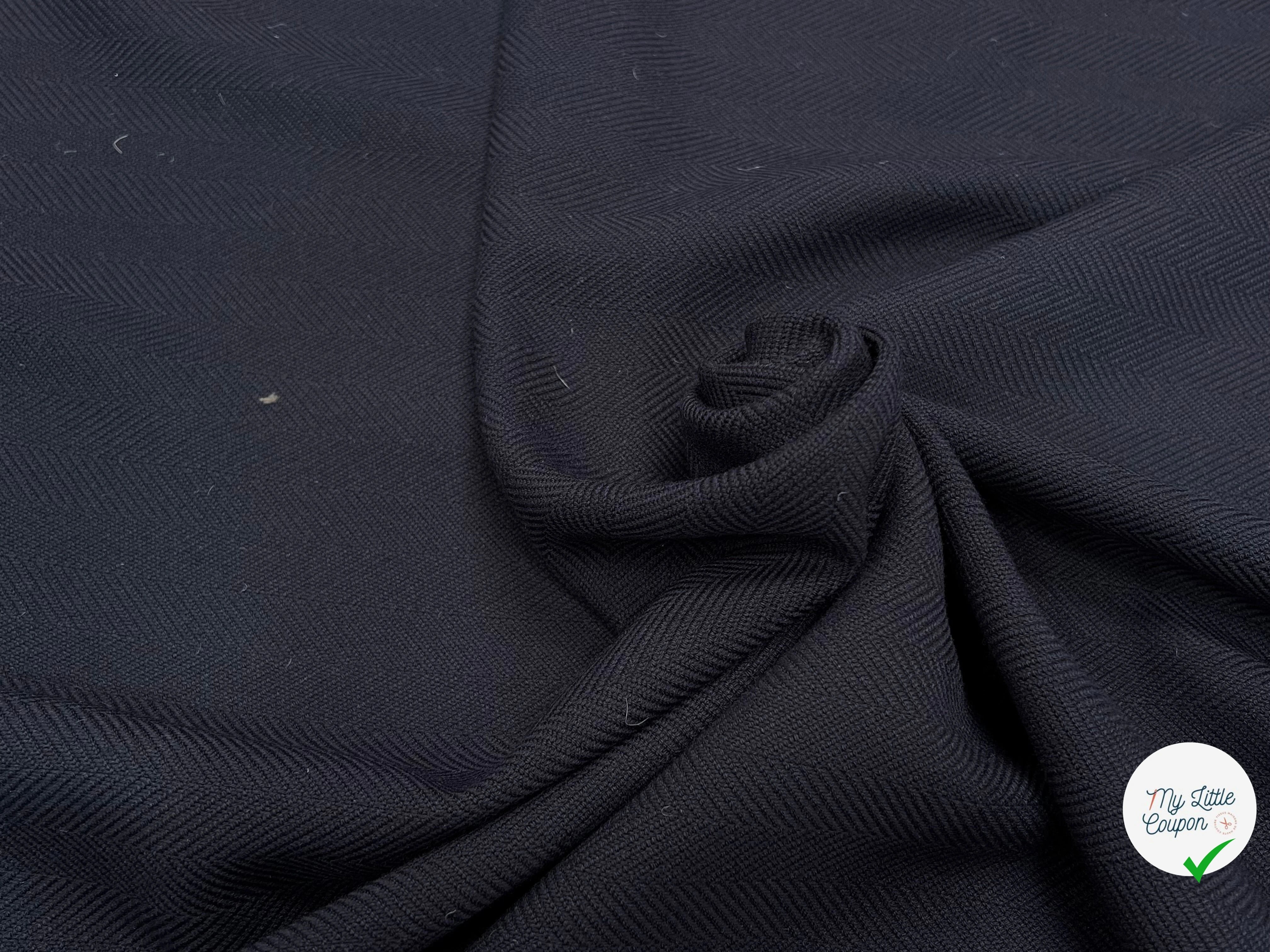 TOILE CHEVRON VISCOSE BLEU NUIT LEGEREMENT STRECH - My Little Coupon
