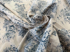 TOILE COTON GABRIELLE EFFET LIN BLEU - My Little Coupon