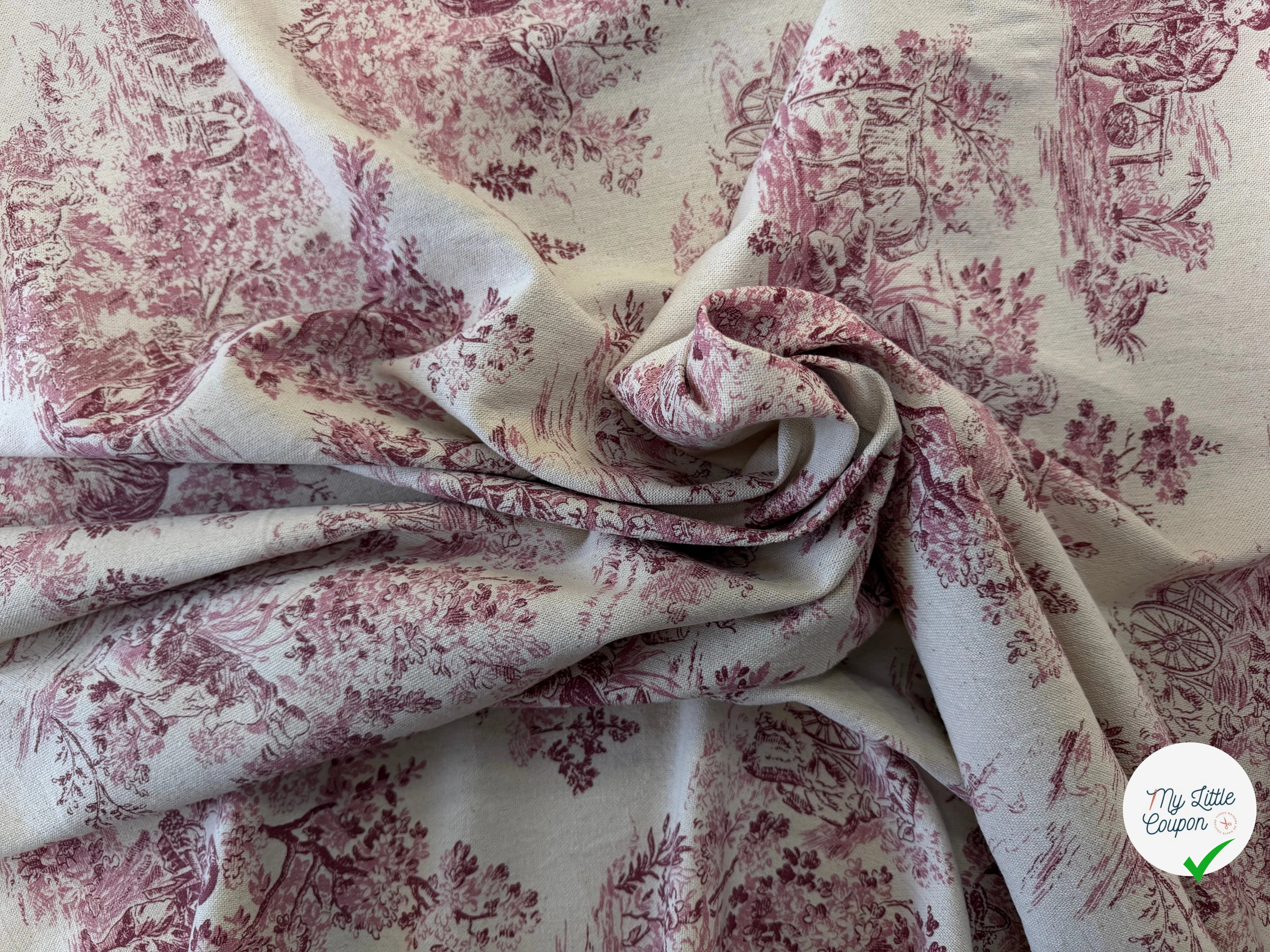 TOILE COTON GABRIELLE EFFET LIN ROUGE - My Little Coupon