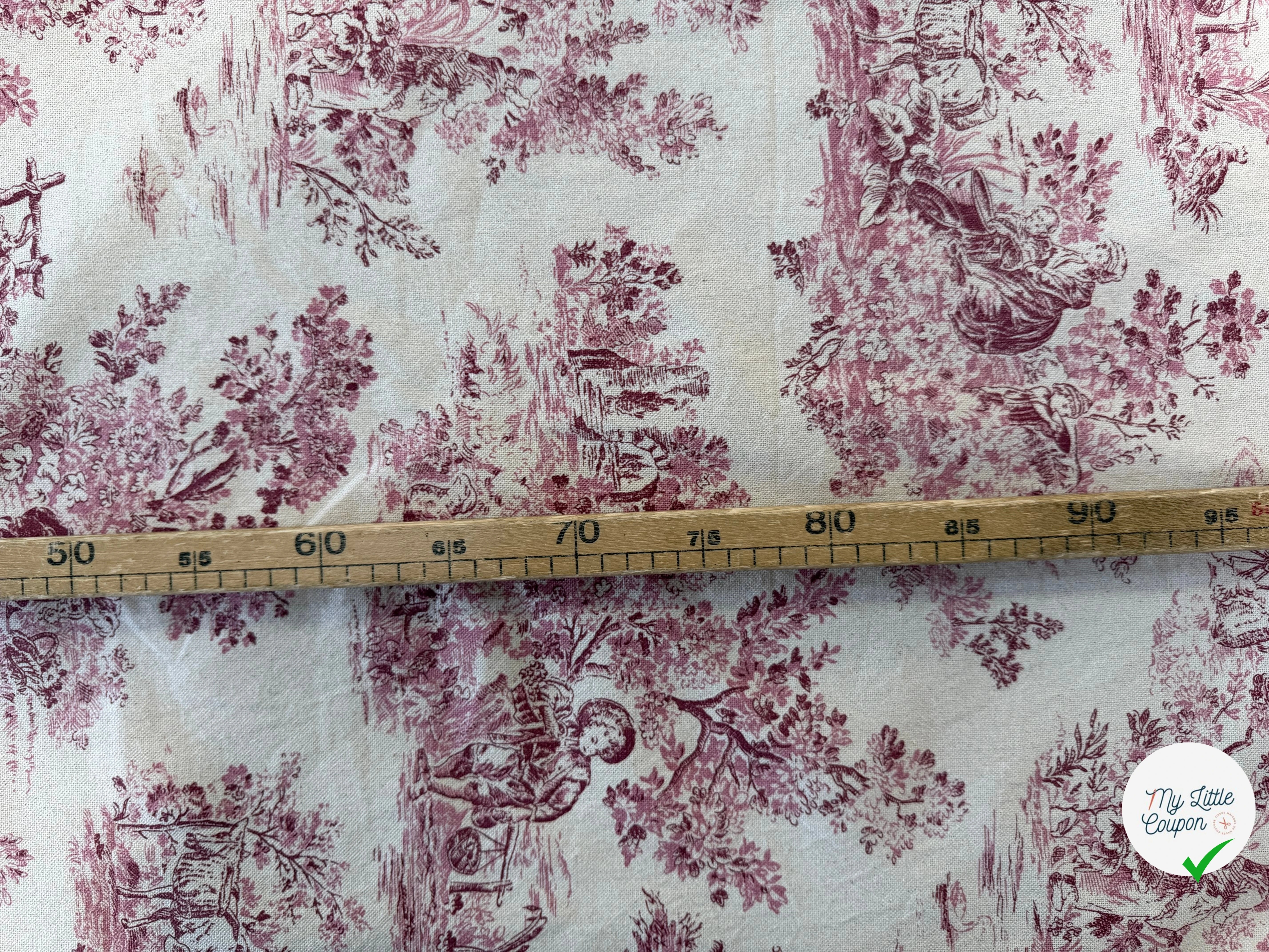 TOILE COTON GABRIELLE EFFET LIN ROUGE - My Little Coupon